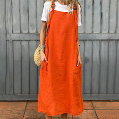 Women's Adjustable Shoulder Strap Dress with Pockets