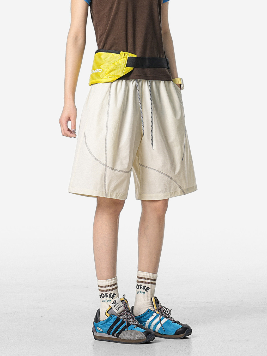 FoxLeap - Unisex Contrast Stitch Lightweight Breathable Sport Shorts