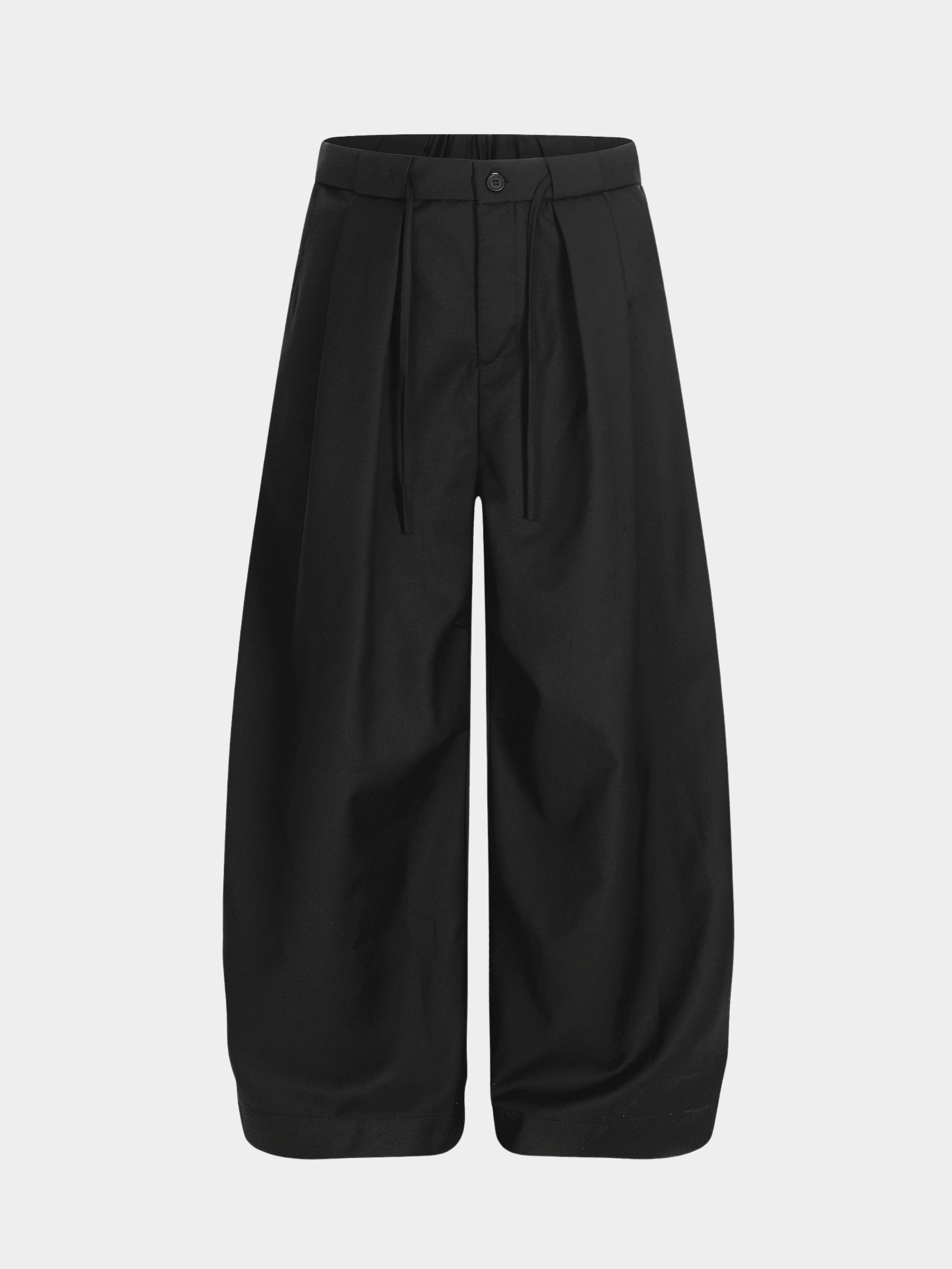 Ashshine - Women's Pleated Drawstring Waist Wide-Leg Tailored Pants