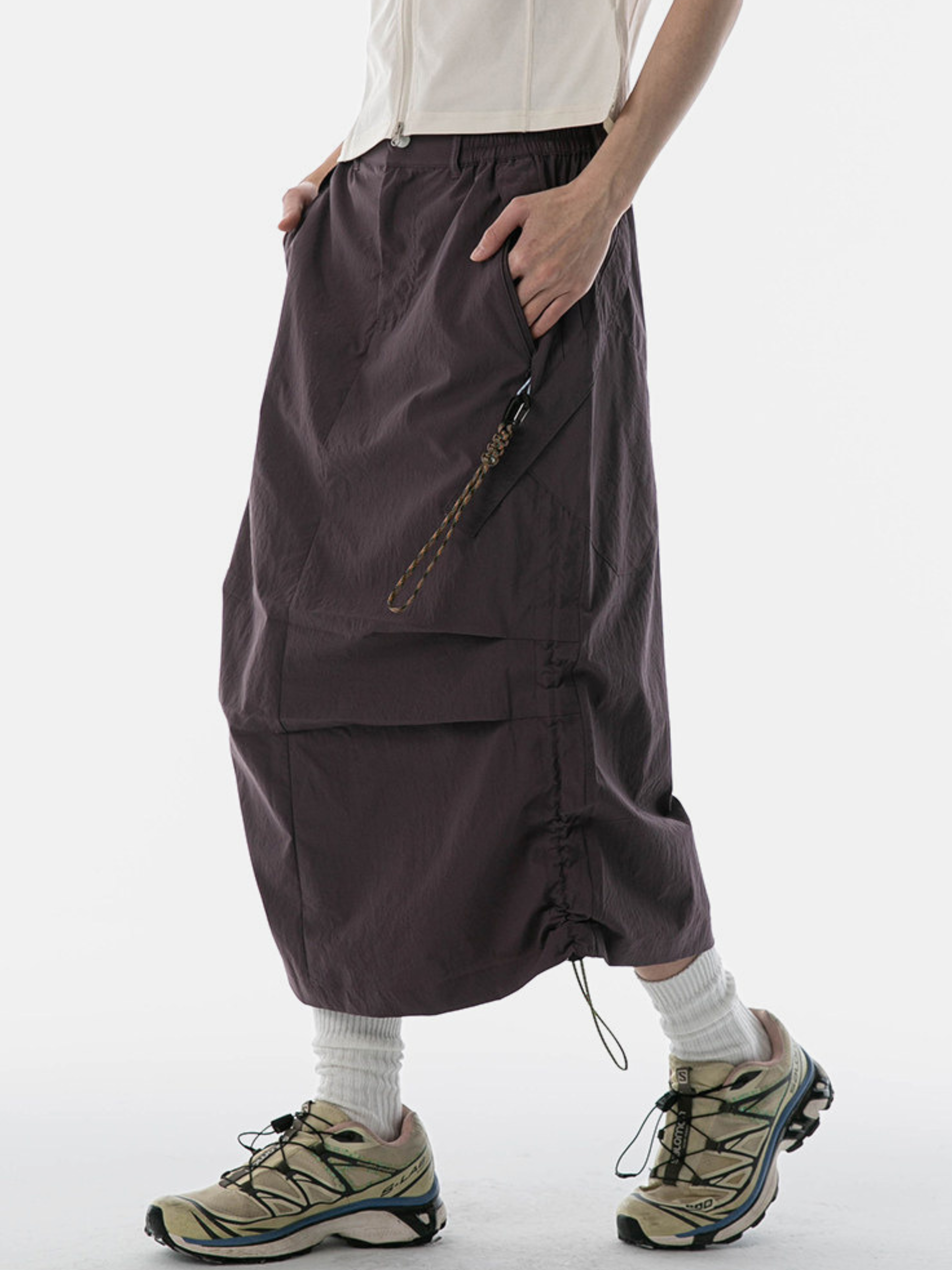 MontView - Women's Quick-Dry Drawstring Utility Midi Skirt
