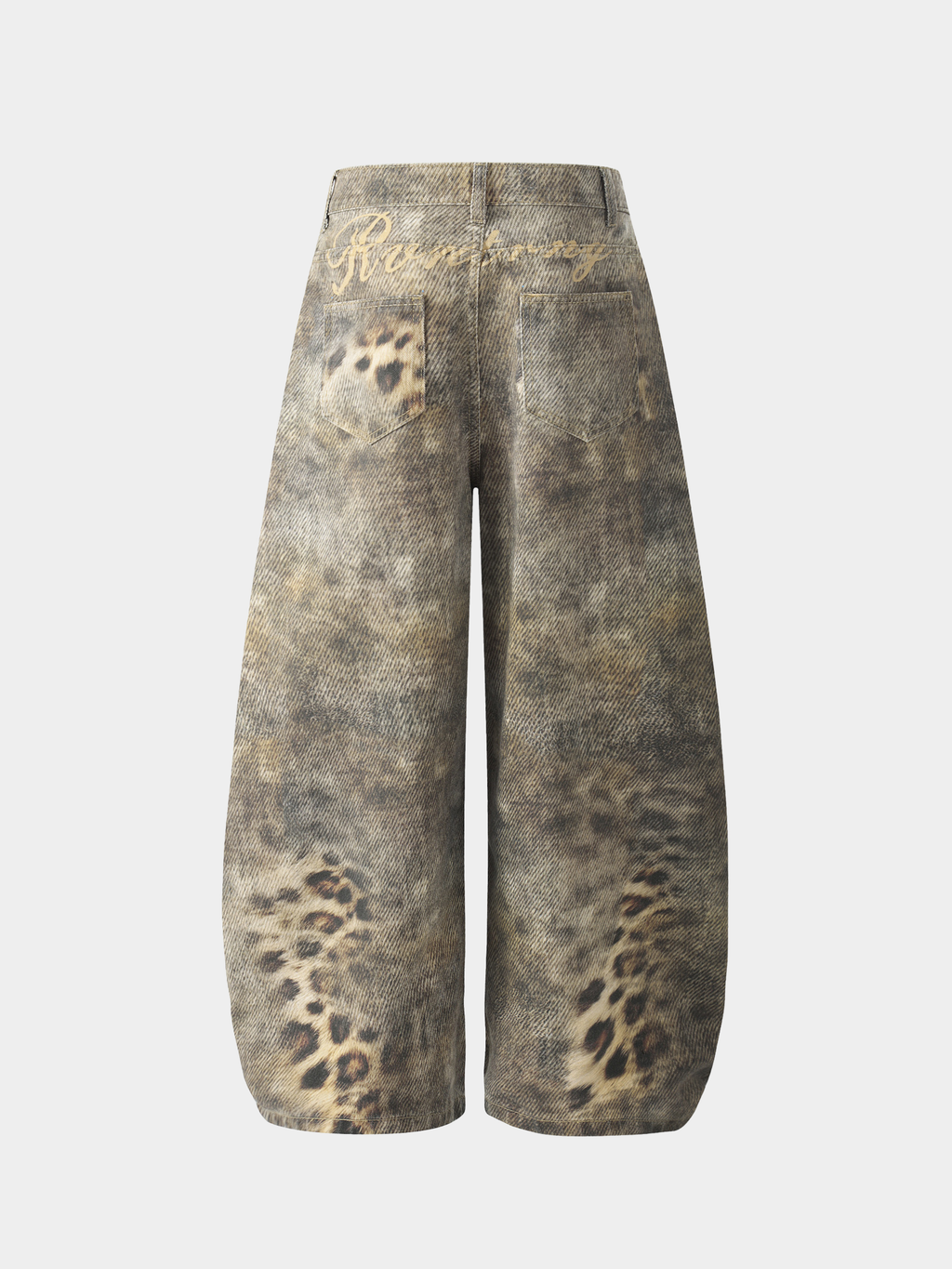 BeltSkip - Unisex 3D Printed Distressed Leopard Curved-Leg Pants