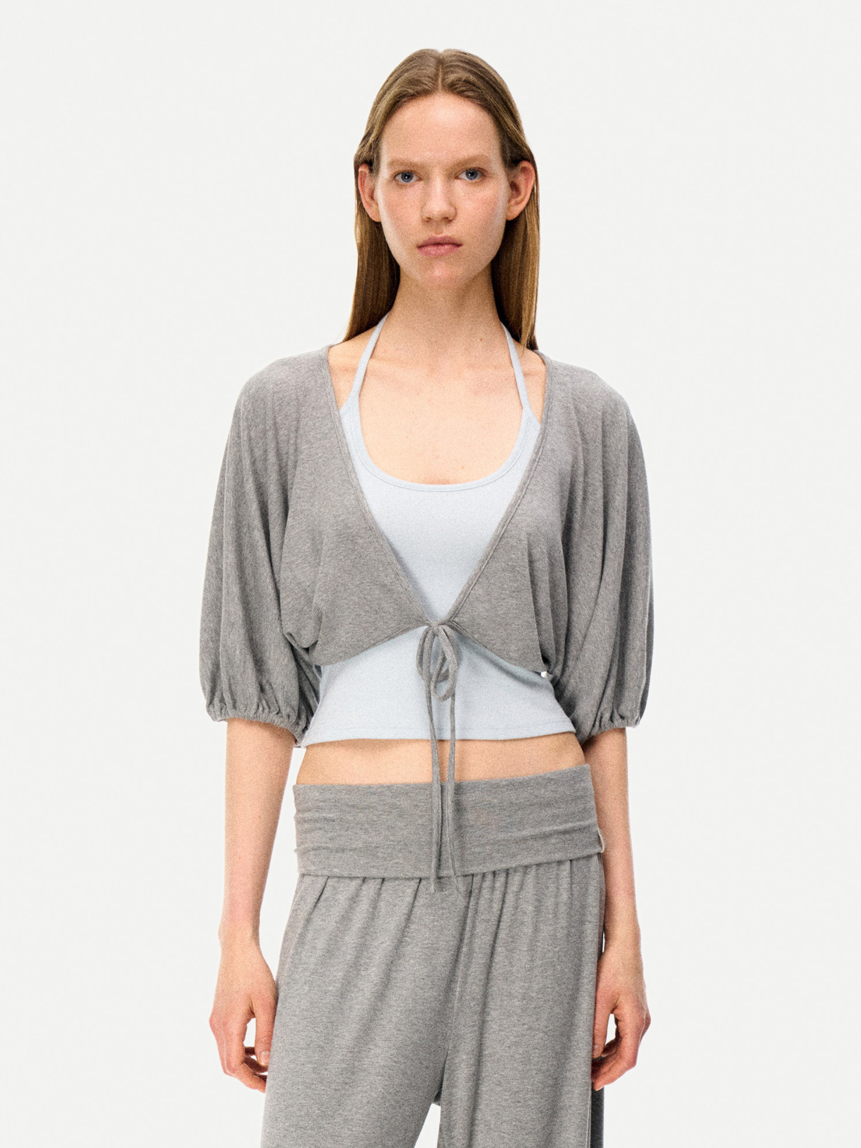 SilkTouch - Women's Contrast Balloon Sleeve Cropped Knit Set