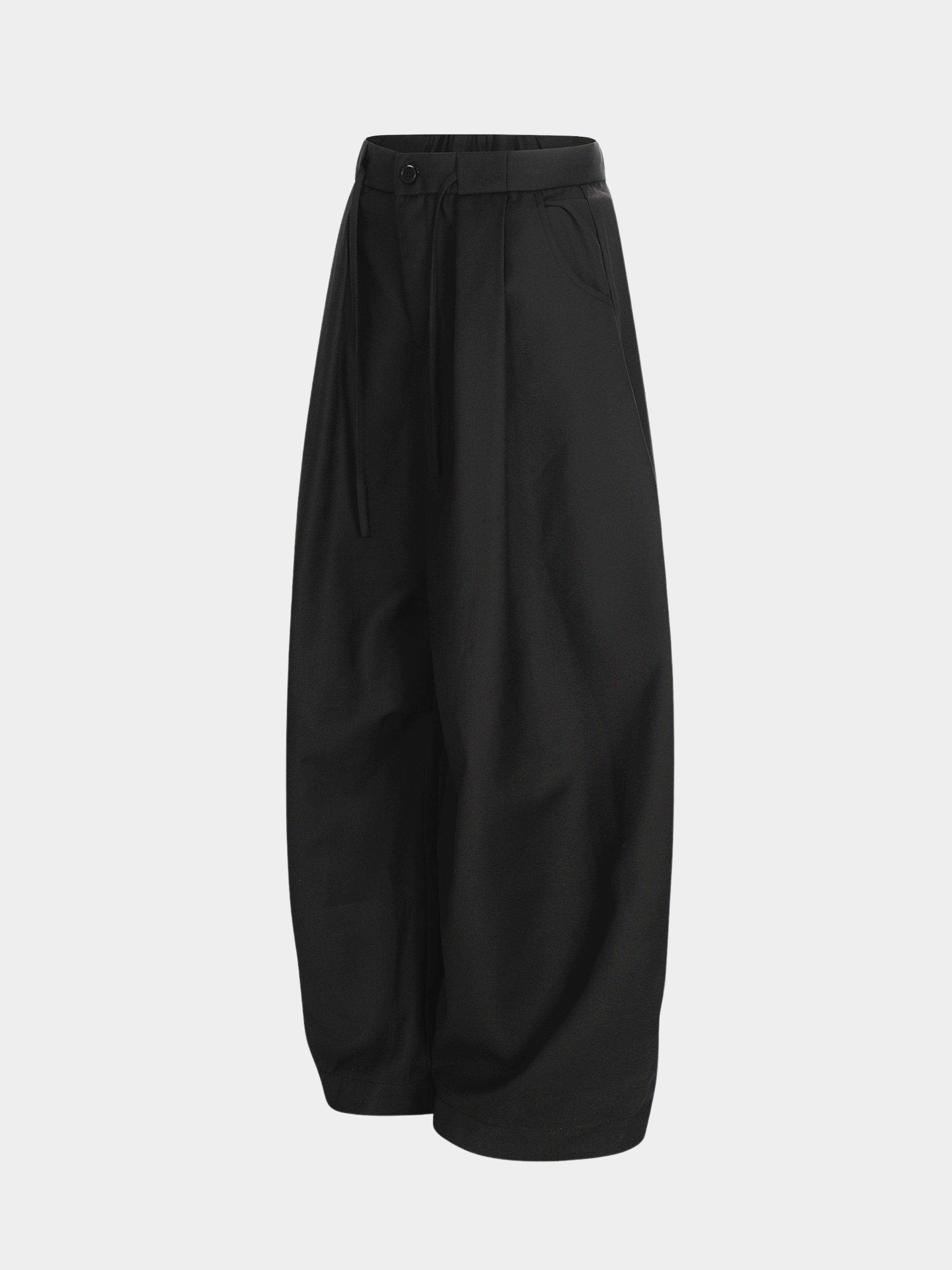 Ashshine - Women's Pleated Drawstring Waist Wide-Leg Tailored Pants