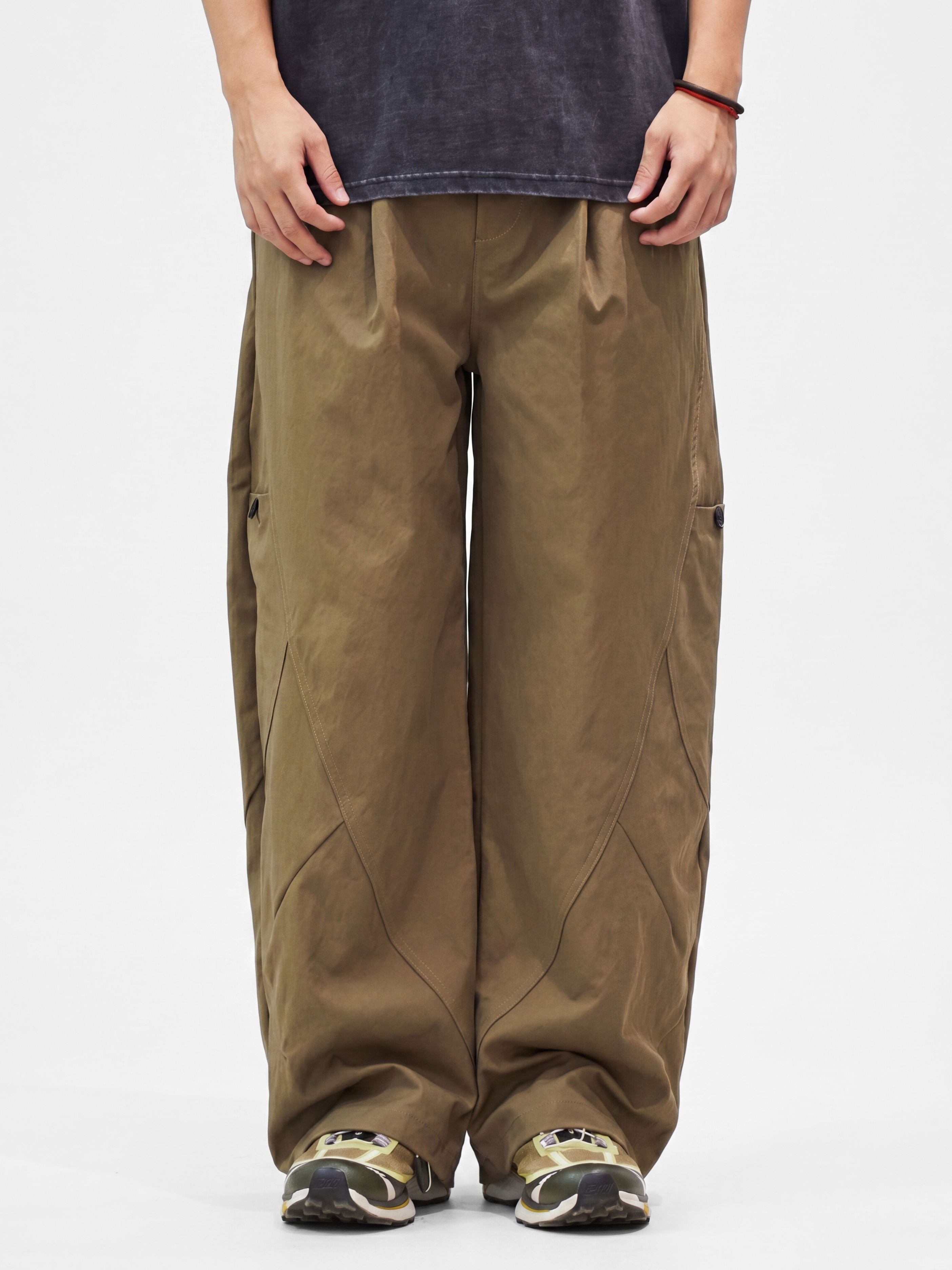 OwlWing - Men's Durable Curved Wide-Leg Cargo Pants
