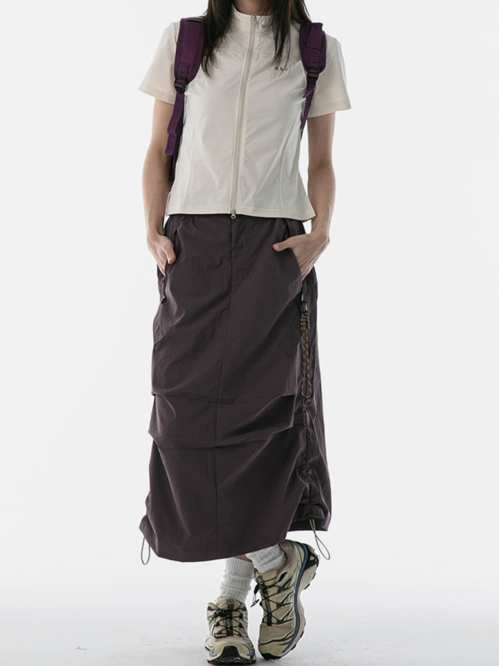 MontView - Women's Quick-Dry Drawstring Utility Midi Skirt