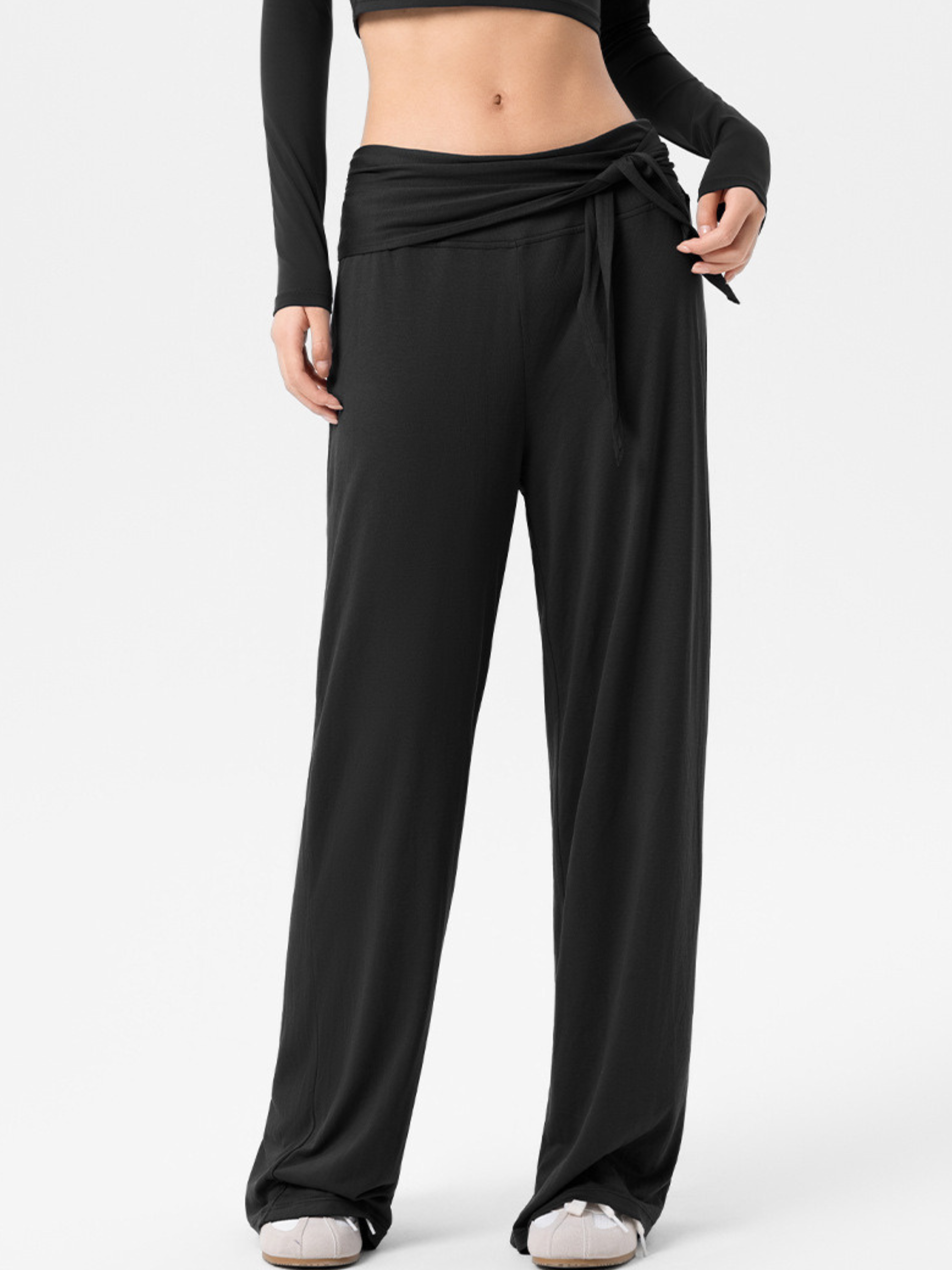 EchoCrest - Women's Detachable Belt Breathable Wide-Leg Pants