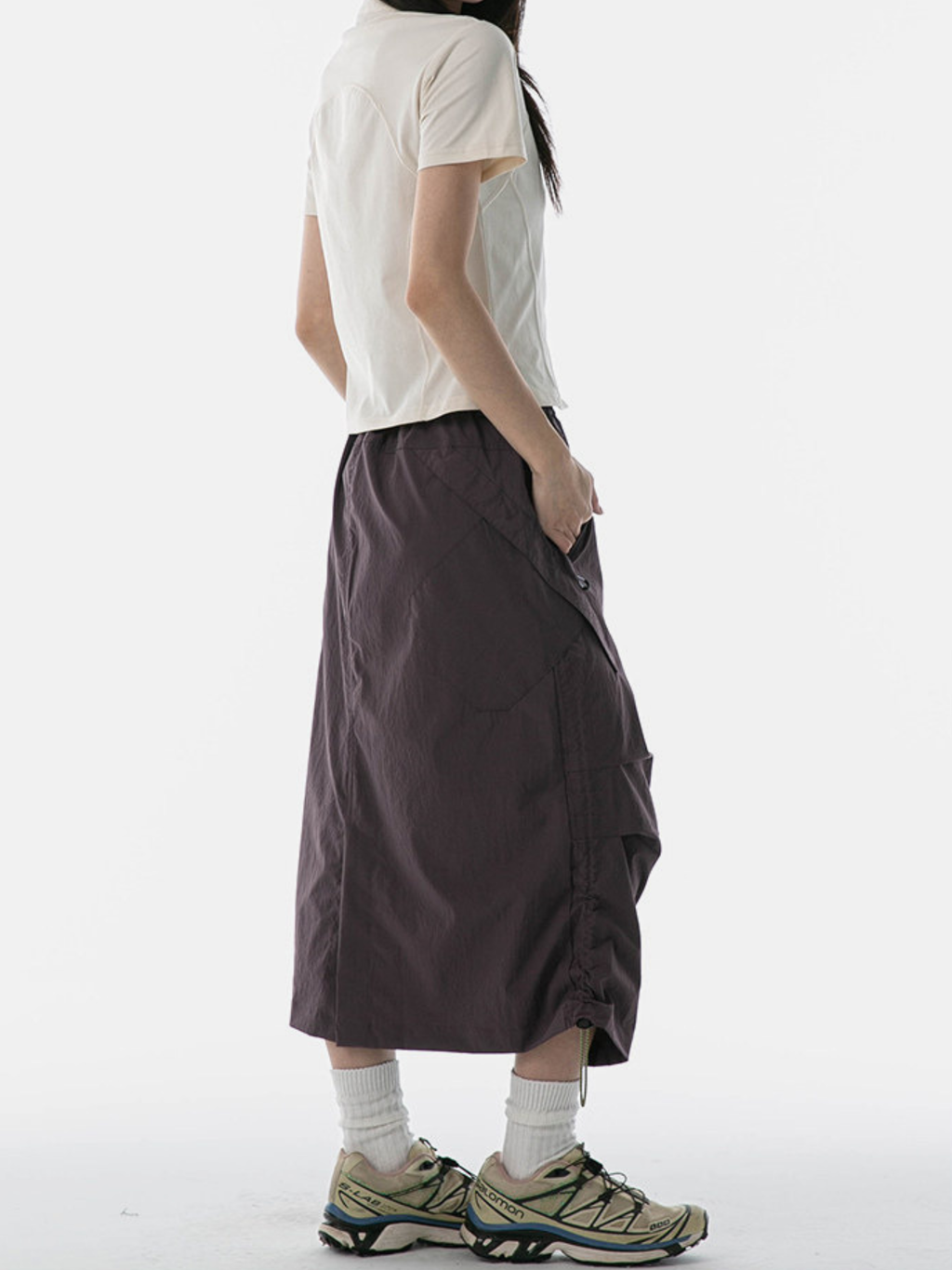 MontView - Women's Quick-Dry Drawstring Utility Midi Skirt