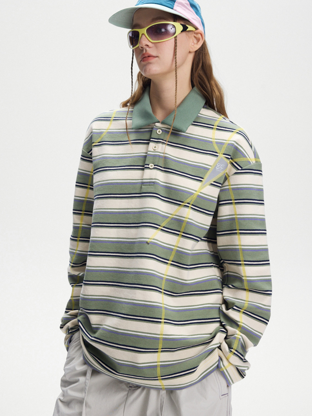 Staple - Women's UPF50+ Protection Striped Knit Long Sleeve Polo Shirt