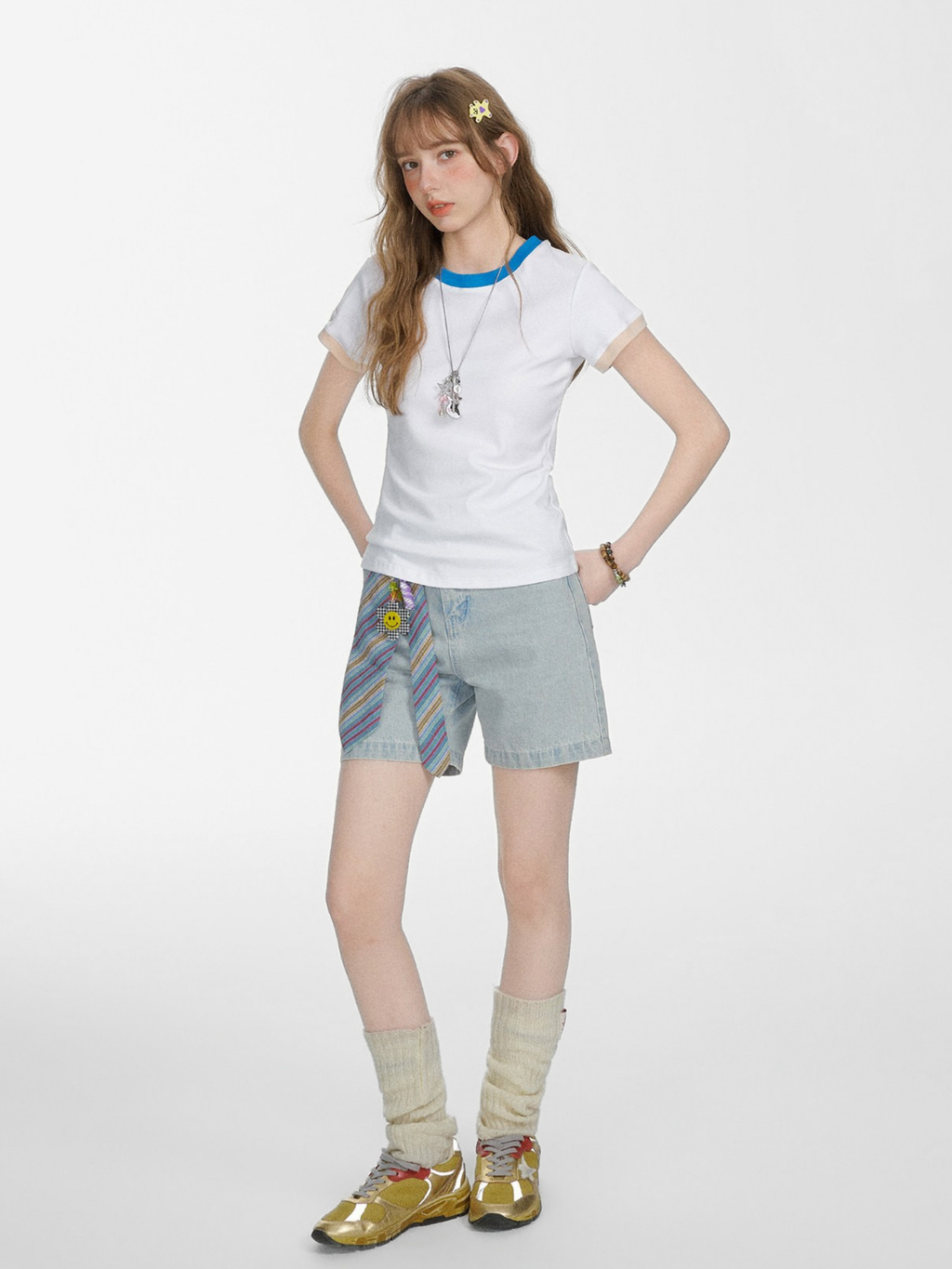 Aquaflow - Women's Color-Block Slim Fit Cropped T-Shirt