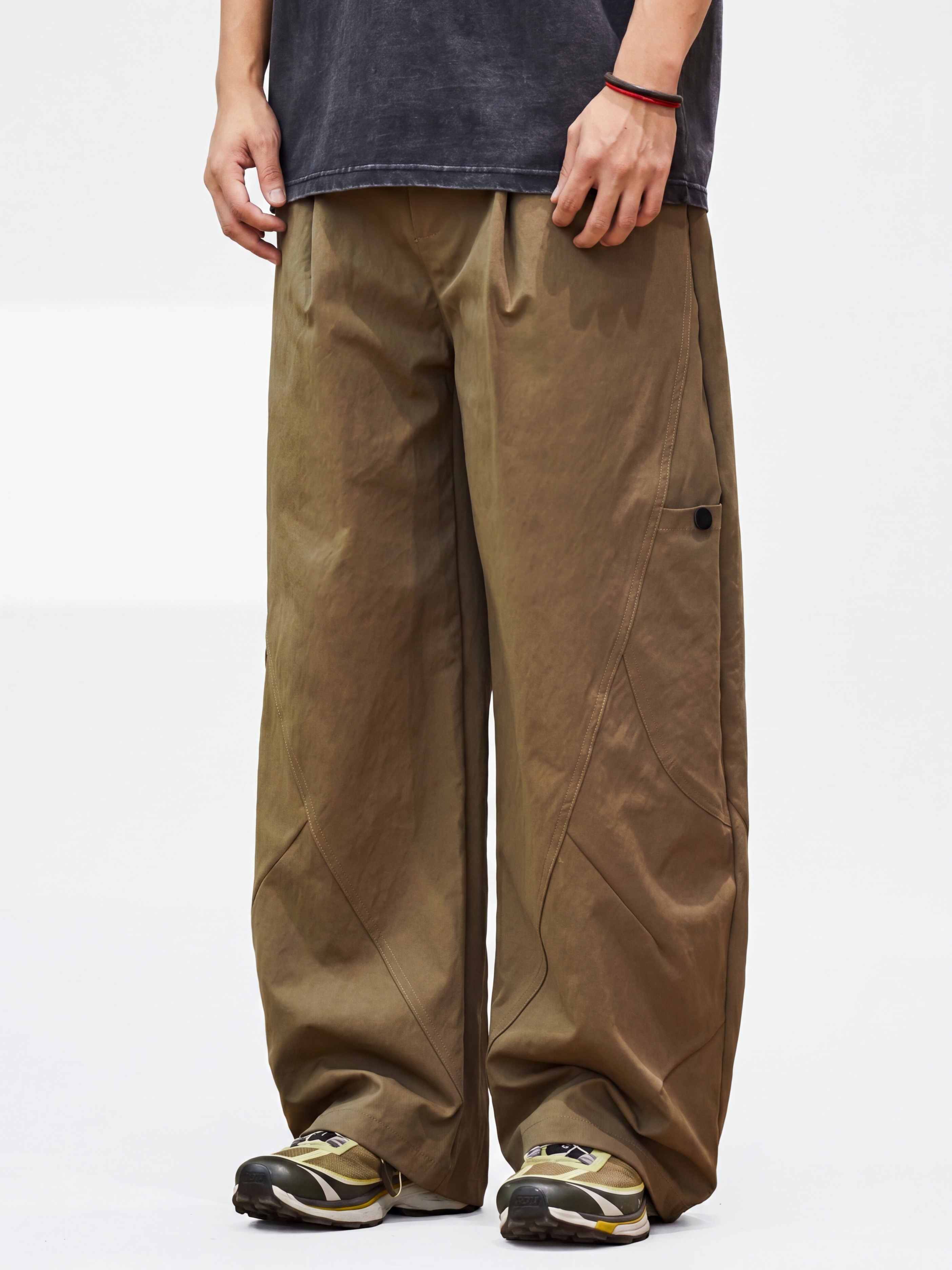 OwlWing - Men's Durable Curved Wide-Leg Cargo Pants