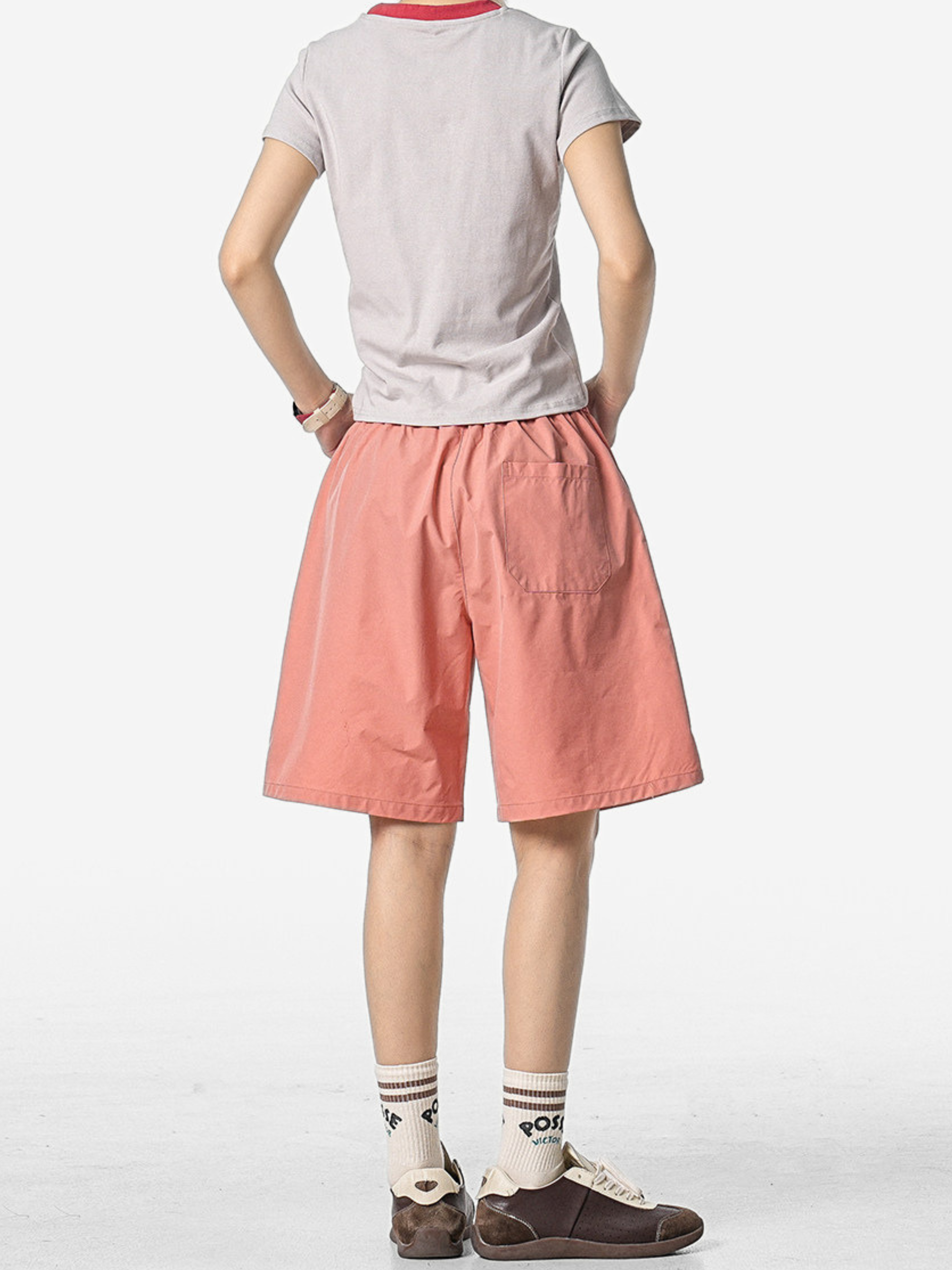 FoxLeap - Unisex Contrast Stitch Lightweight Breathable Sport Shorts