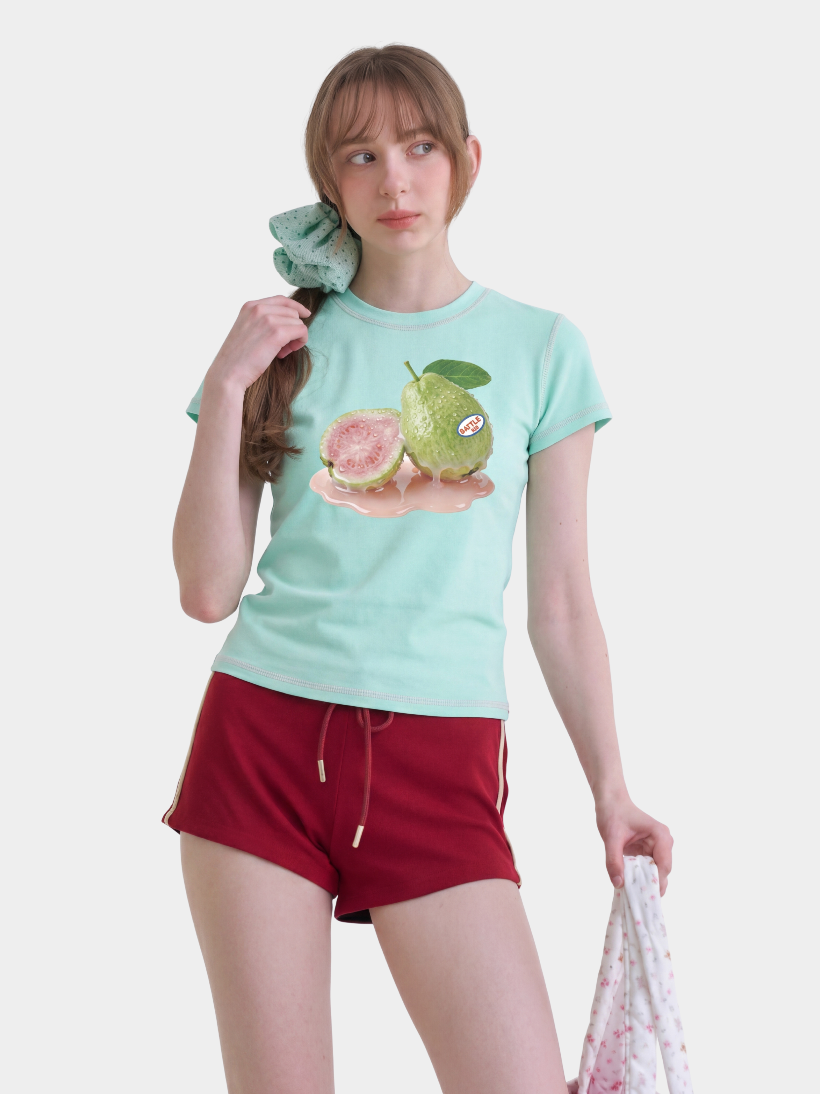 BerryPop - Women's Contrast Stitch Dopamine Print Cropped T-Shirt