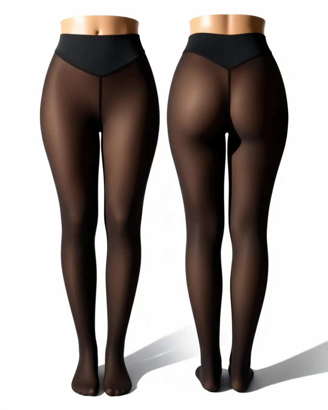 Women's Fleece-Lined Faux Sheer Tights – High-Waisted Sculpting