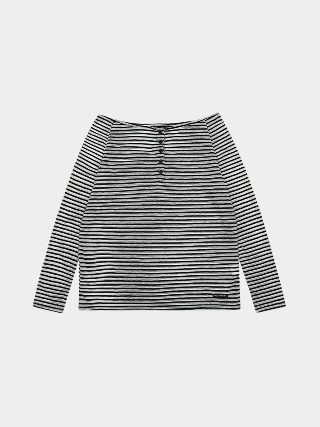 Greystorm - Women's Lightweight Striped Off-Shoulder Long Sleeve T-Shirt