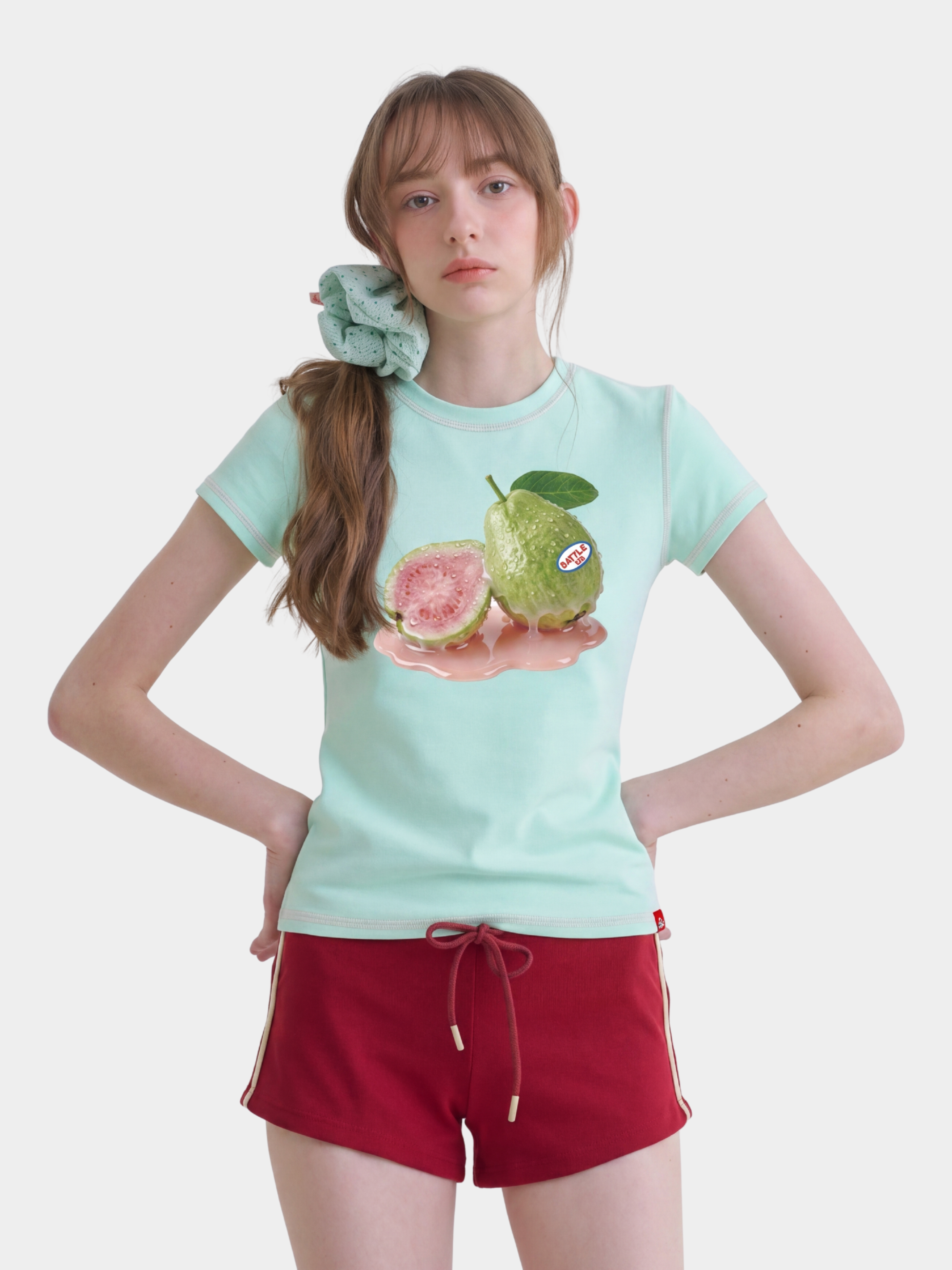 BerryPop - Women's Contrast Stitch Dopamine Print Cropped T-Shirt