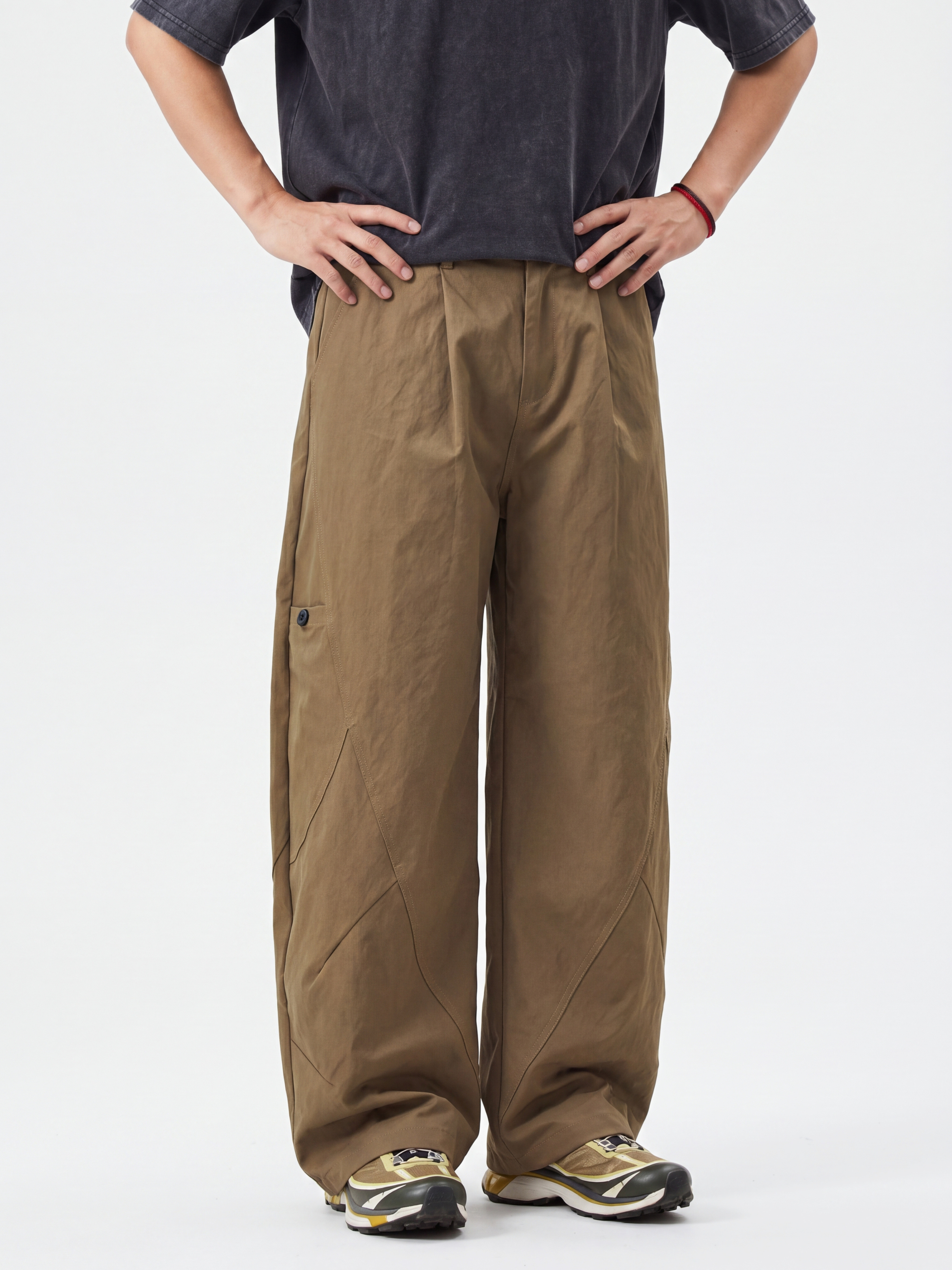 OwlWing - Men's Durable Curved Wide-Leg Cargo Pants