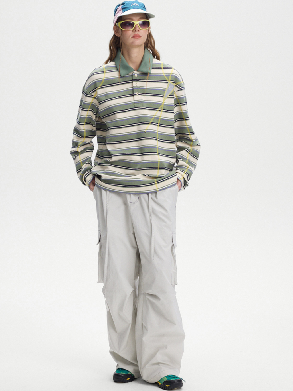 Staple - Women's UPF50+ Protection Striped Knit Long Sleeve Polo Shirt
