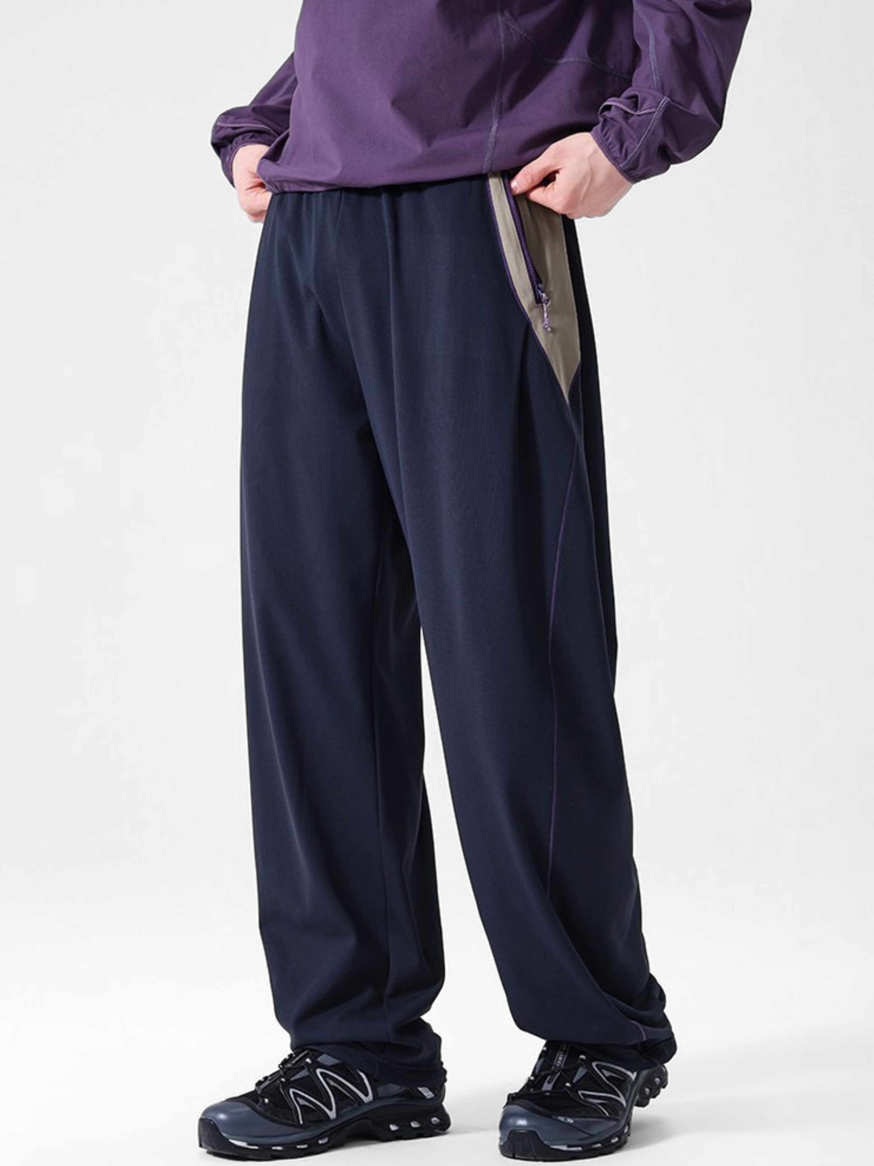 RunFlow - Unisex Contrast Stitch Lightweight Quick-Dry Paratrooper Pants