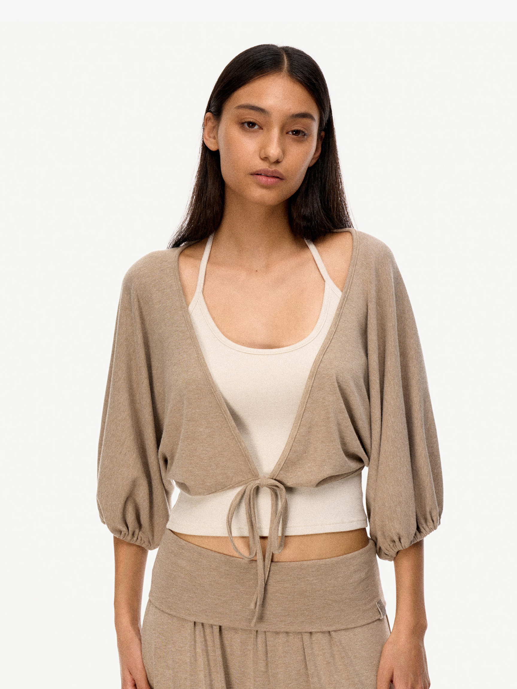 SilkTouch - Women's Contrast Balloon Sleeve Cropped Knit Set