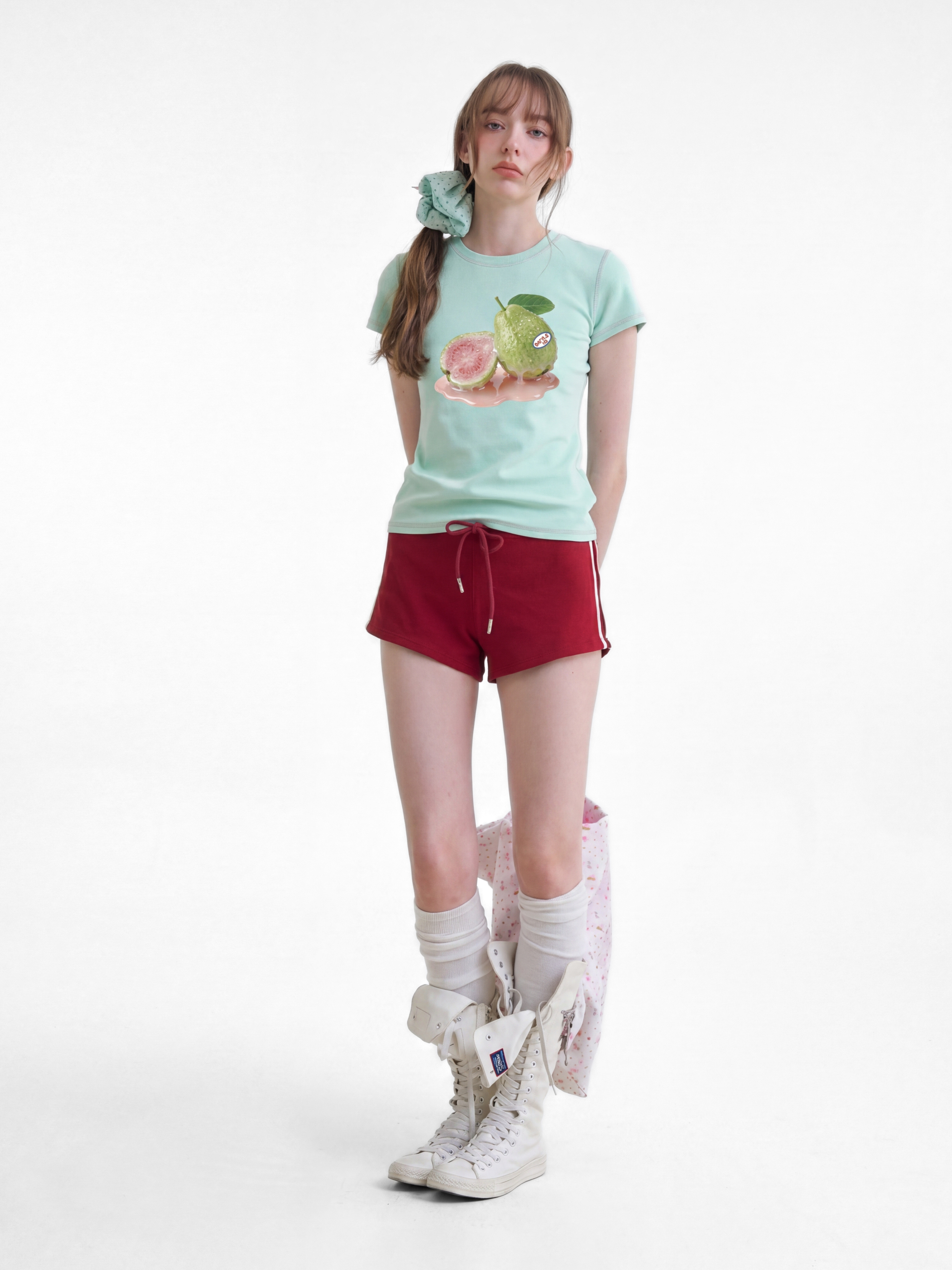BerryPop - Women's Contrast Stitch Dopamine Print Cropped T-Shirt
