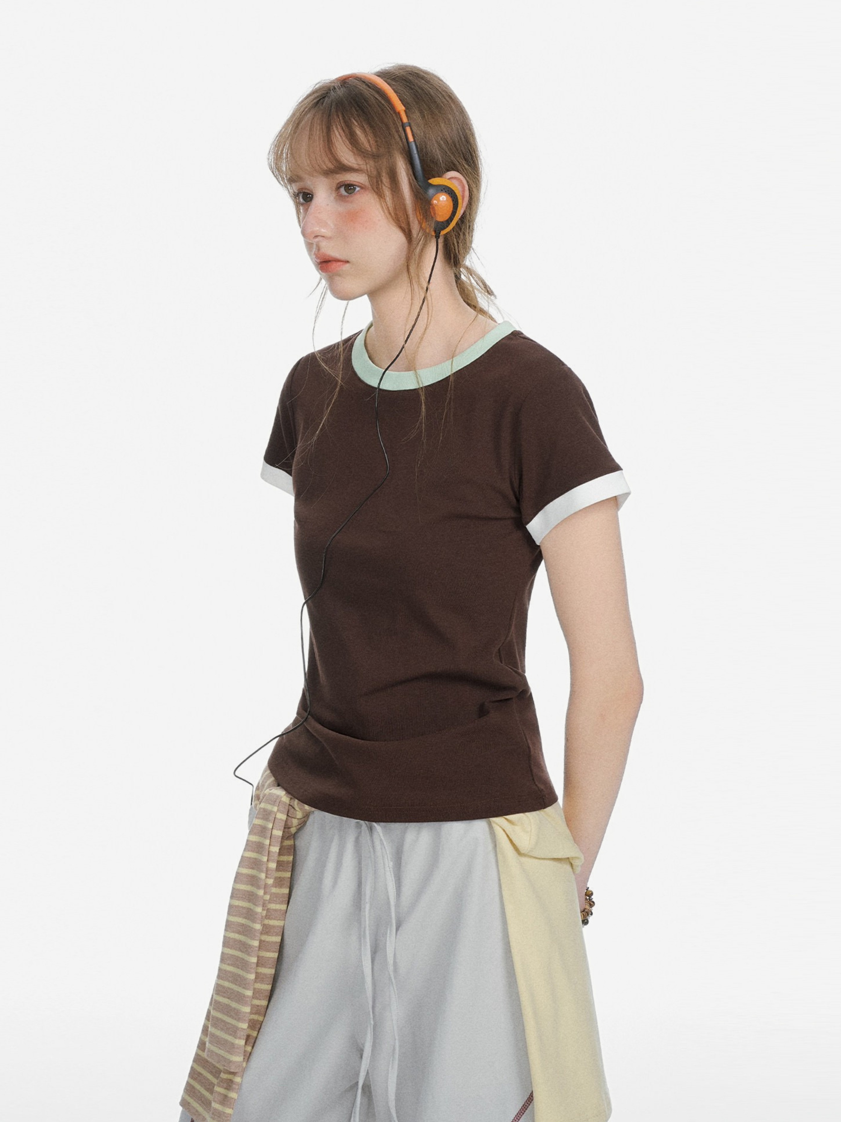 Aquaflow - Women's Color-Block Slim Fit Cropped T-Shirt