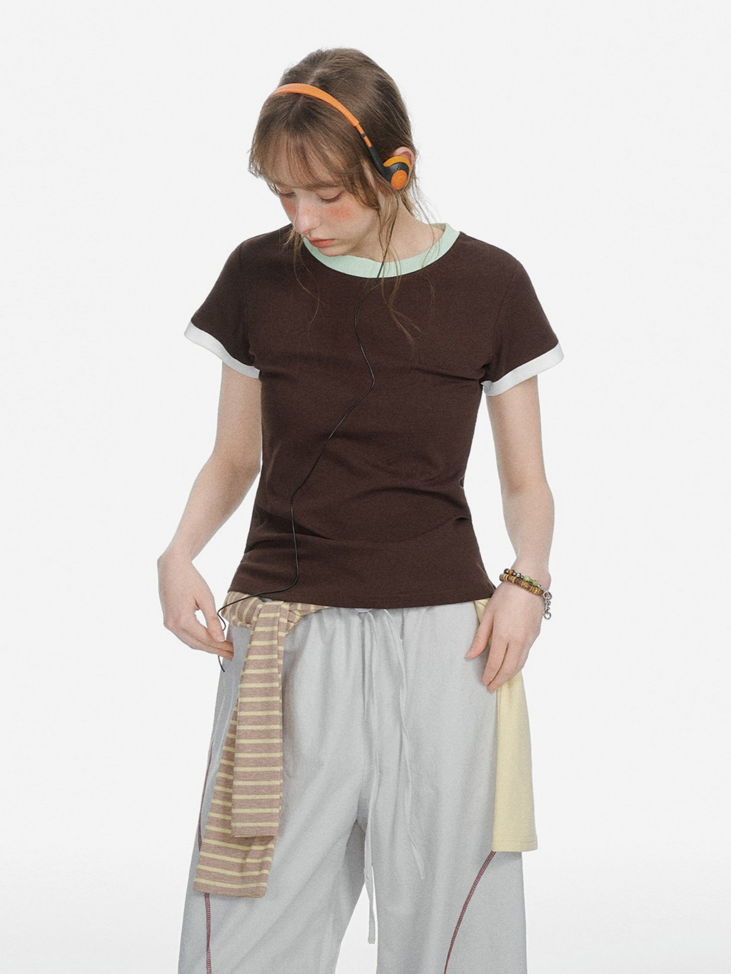 Aquaflow - Women's Color-Block Slim Fit Cropped T-Shirt