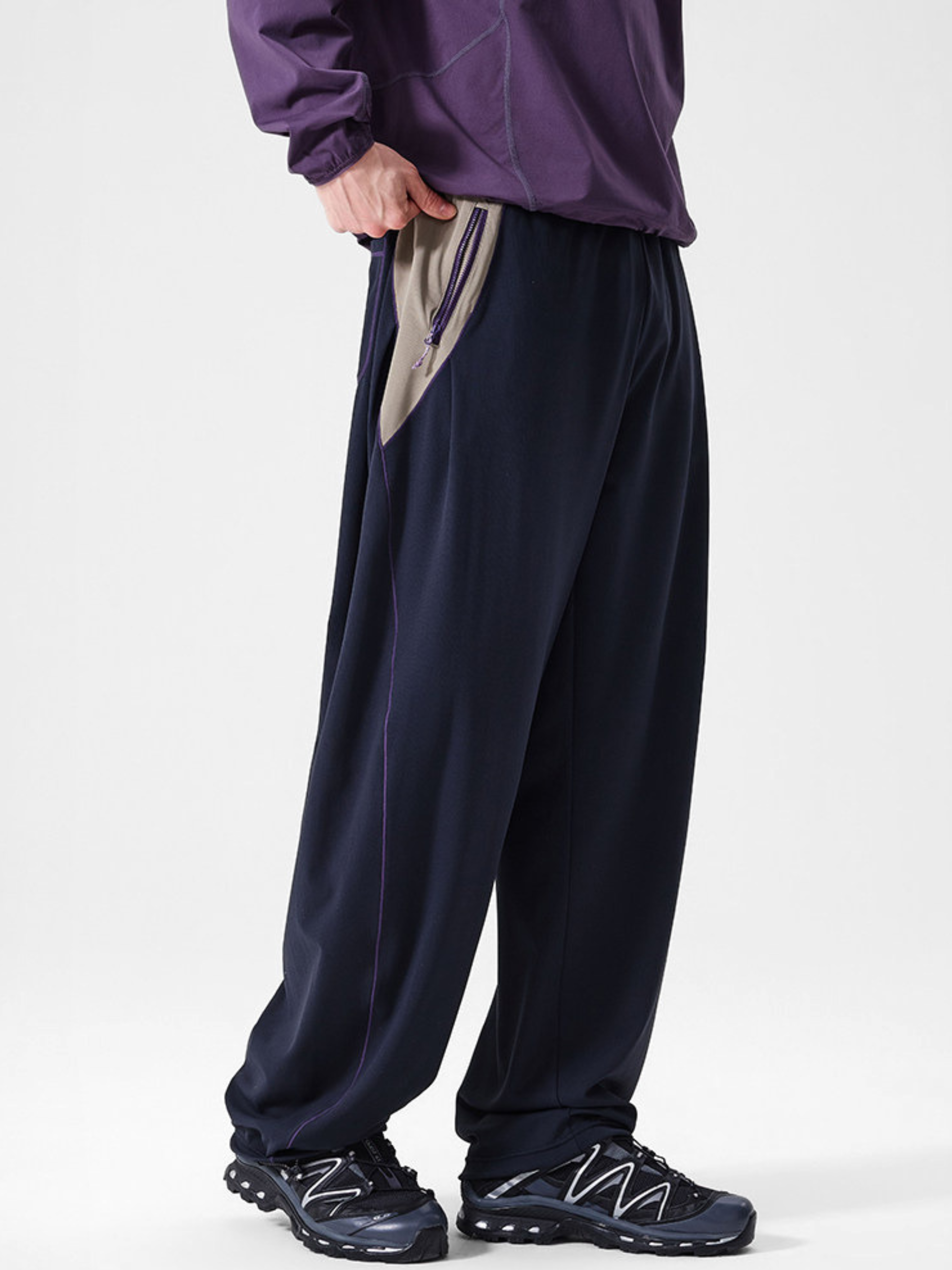 RunFlow - Unisex Contrast Stitch Lightweight Quick-Dry Paratrooper Pants