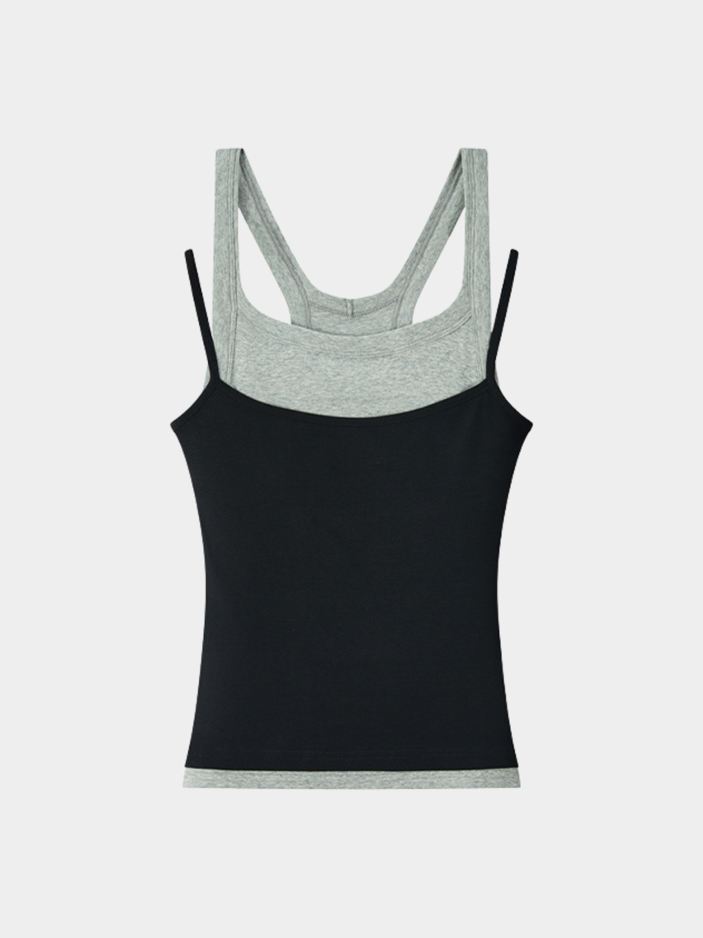 Caveveil - Women's Faux Two-Piece Ribbed Tank Top