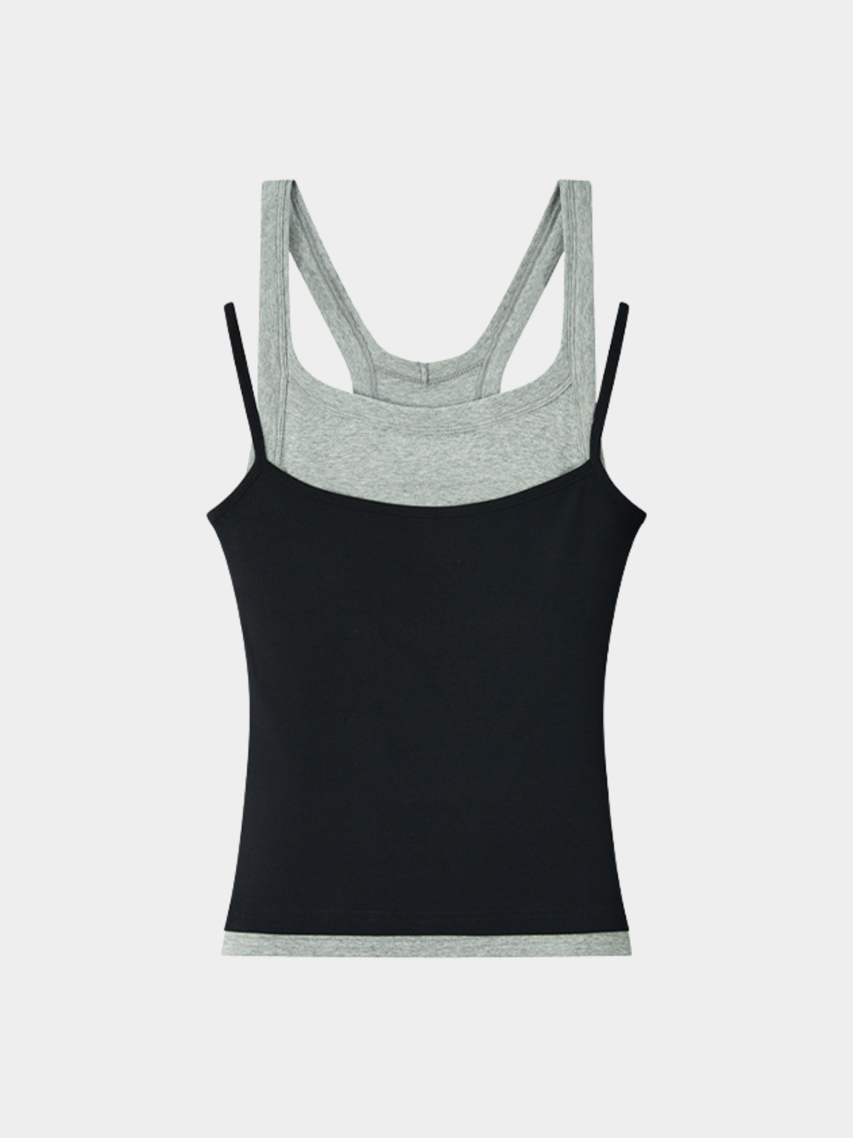 Caveveil - Women's Faux Two-Piece Ribbed Tank Top