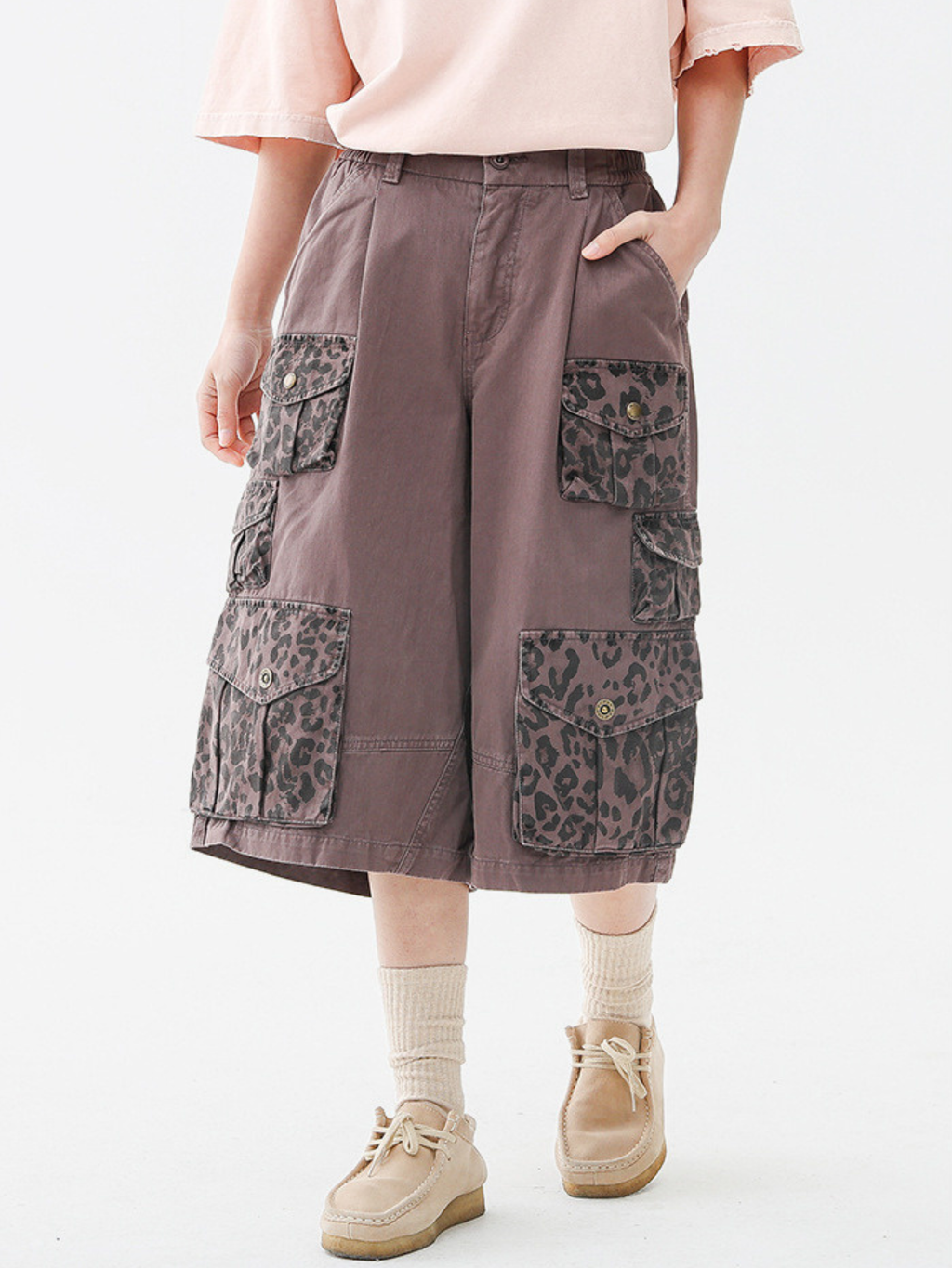CampStick - Unisex Washed Solid Utility Cropped Pants
