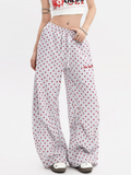 Ashview - Women's Pleated Polka Dot Wide-Leg Pants
