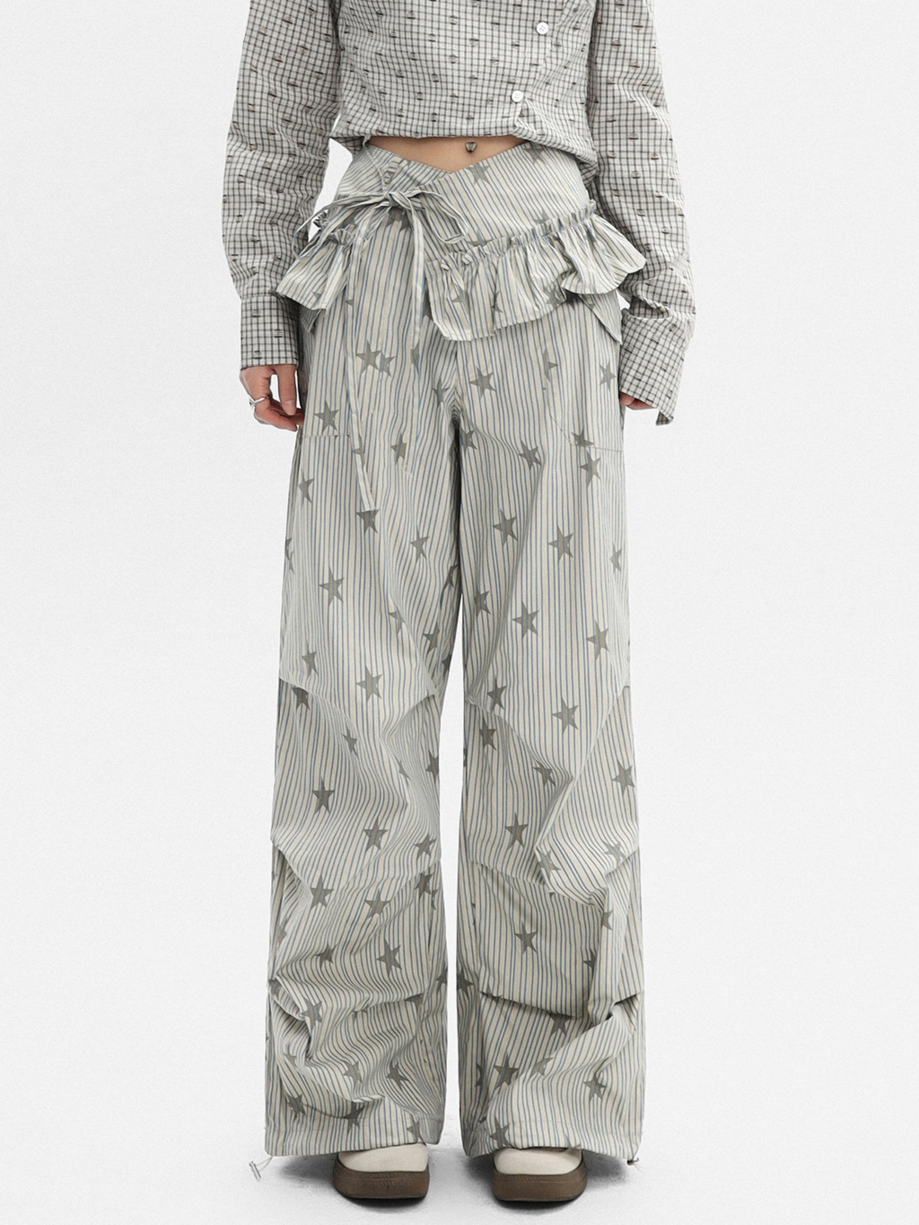 Ashflow - Women's Striped Star Print Cargo Pants