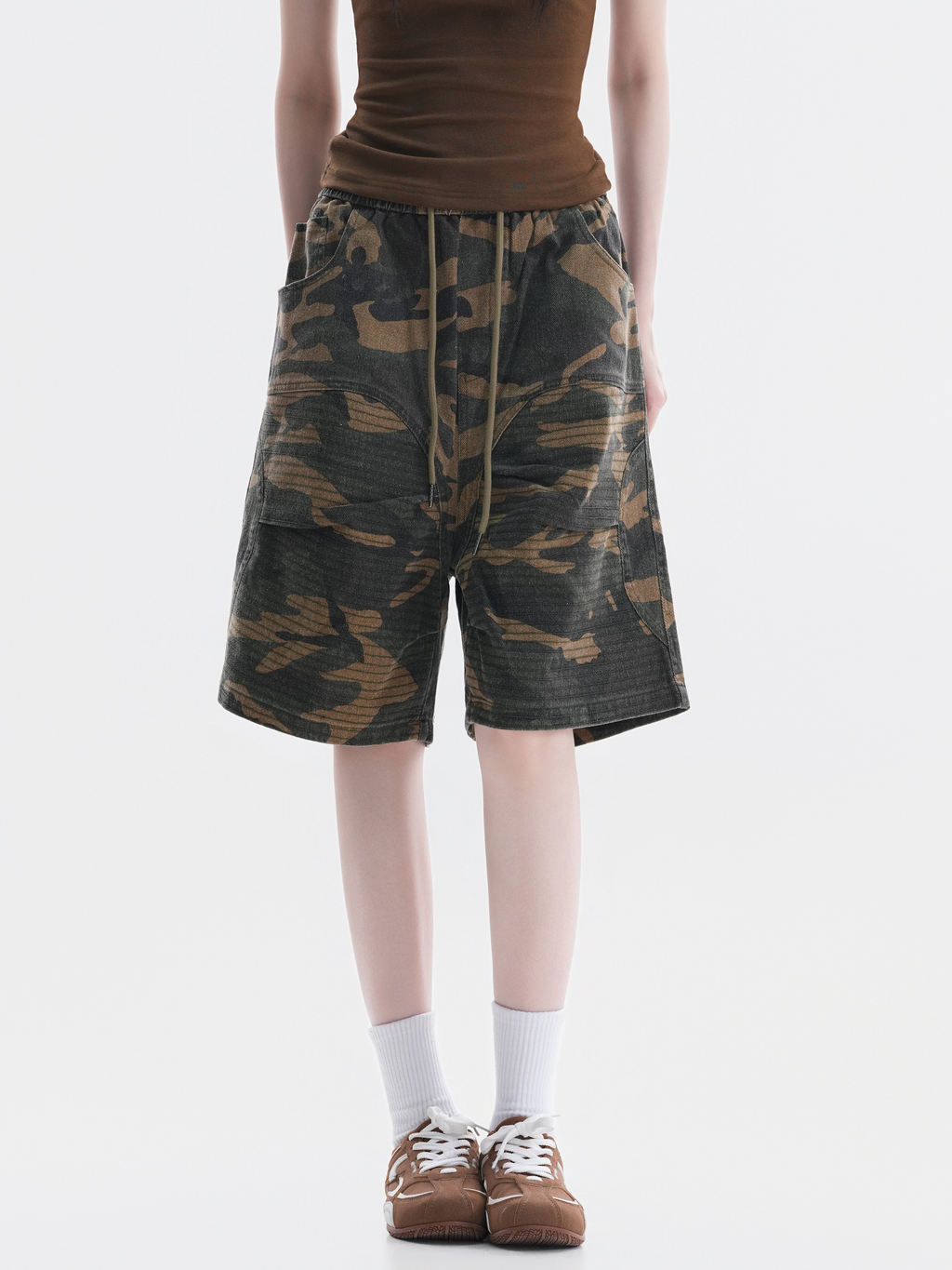 FoxCreek - Women's Washed Camo Cargo Shorts