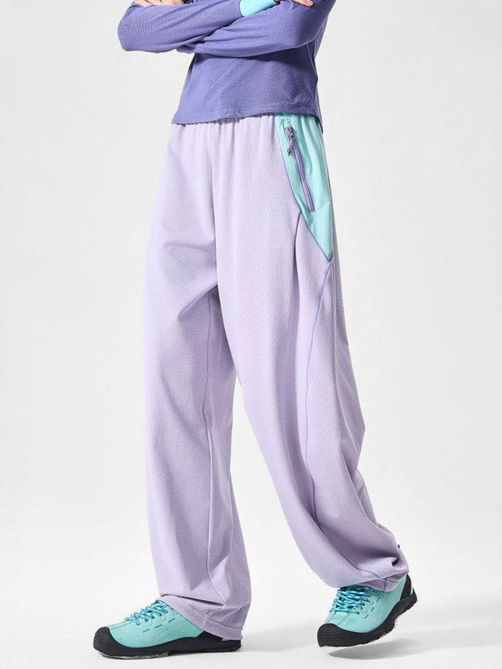 RunFlow - Unisex Contrast Stitch Lightweight Quick-Dry Paratrooper Pants