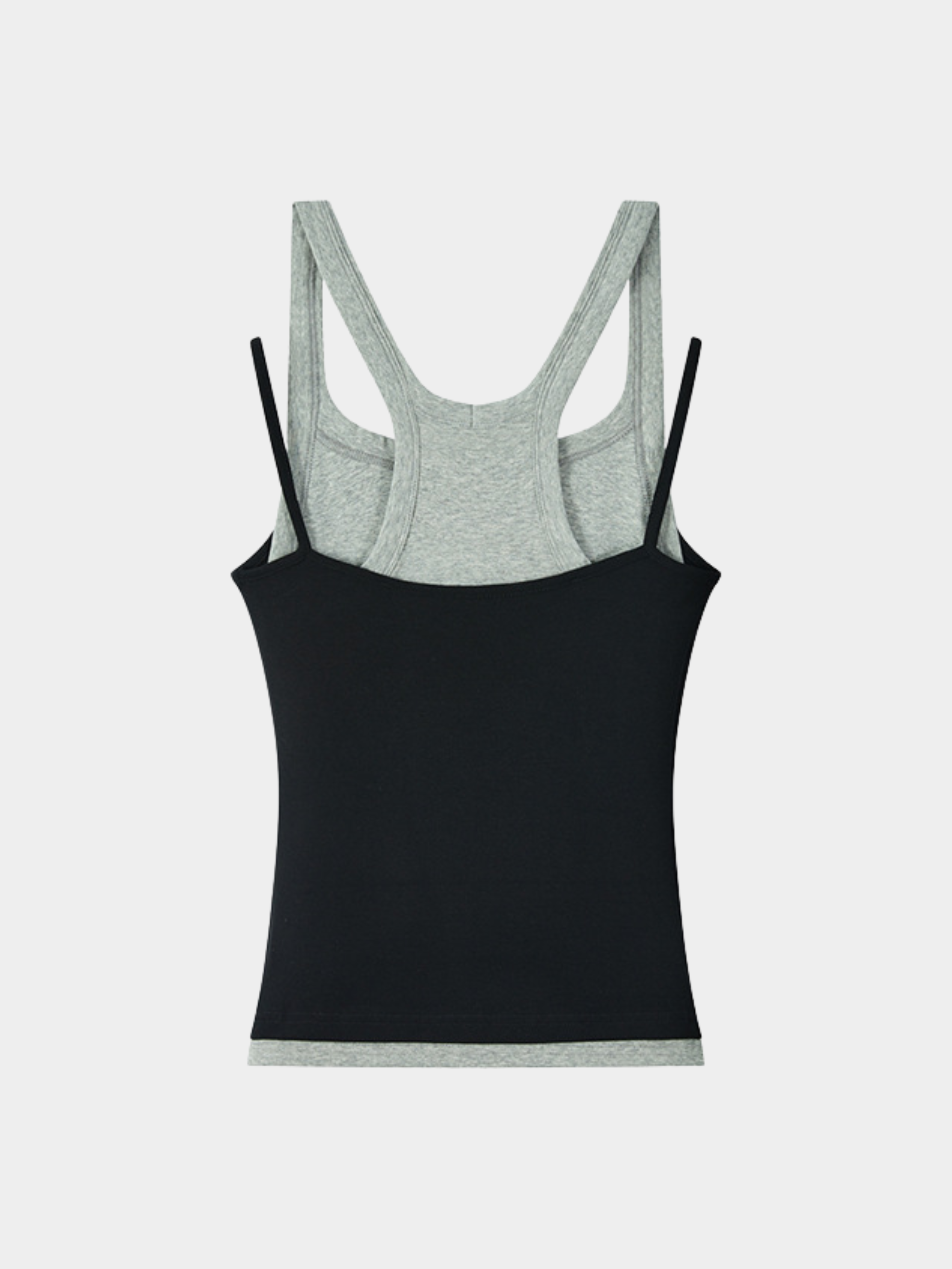 Caveveil - Women's Faux Two-Piece Ribbed Tank Top
