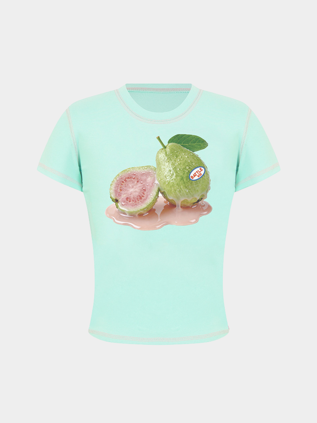 BerryPop - Women's Contrast Stitch Dopamine Print Cropped T-Shirt