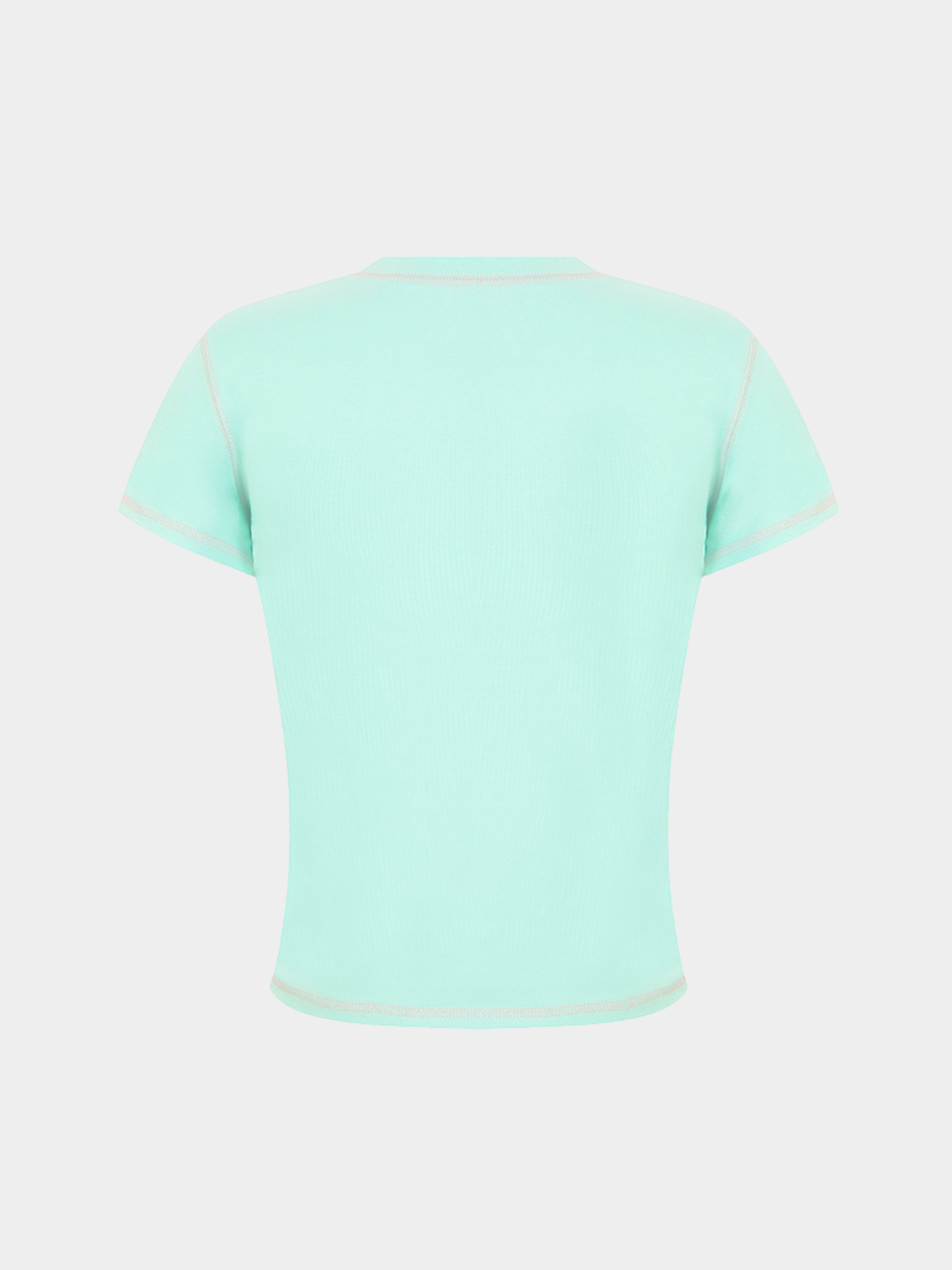 BerryPop - Women's Contrast Stitch Dopamine Print Cropped T-Shirt