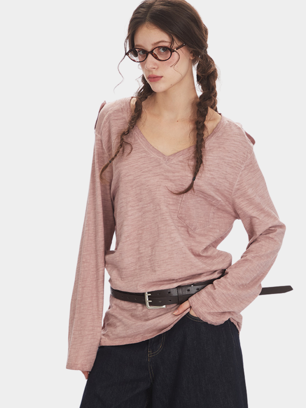 Caveridge - Women's V-Neck Slim Fit Long Sleeve T-Shirt
