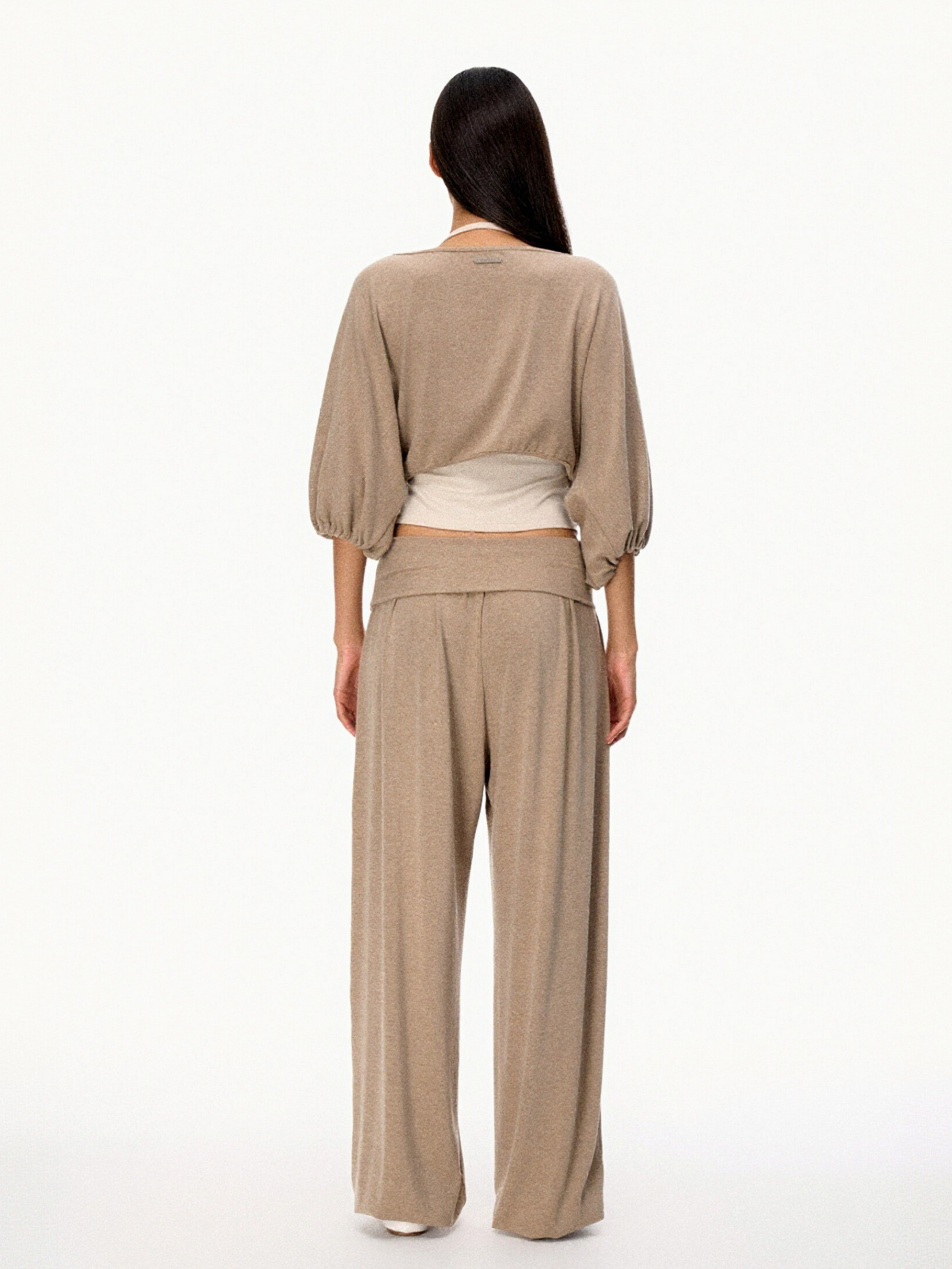 SilkTouch - Women's Contrast Balloon Sleeve Cropped Knit Set