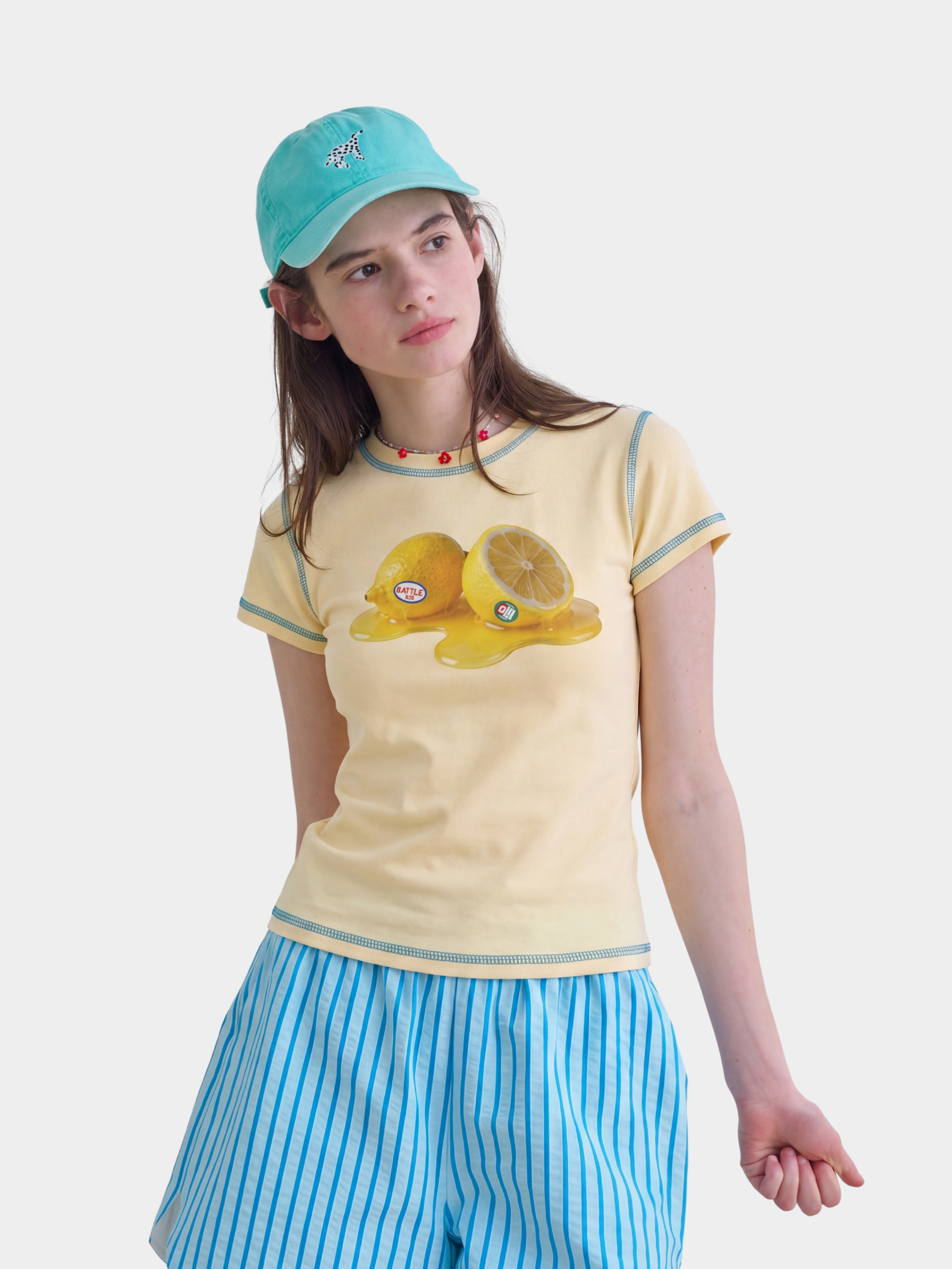BerryPop - Women's Contrast Stitch Dopamine Print Cropped T-Shirt