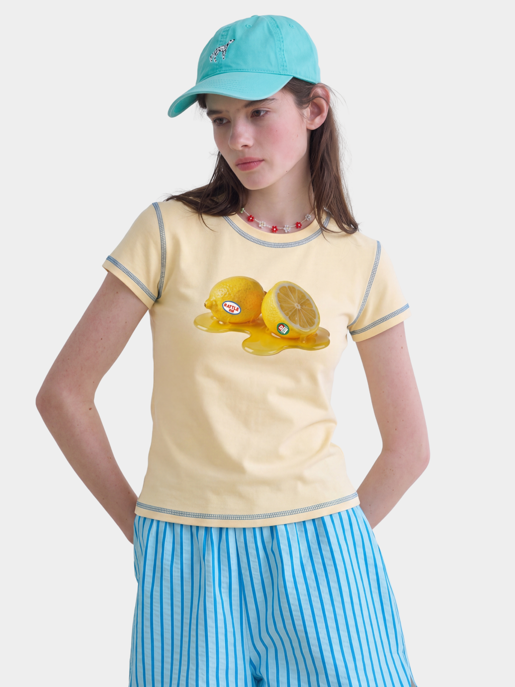 BerryPop - Women's Contrast Stitch Dopamine Print Cropped T-Shirt