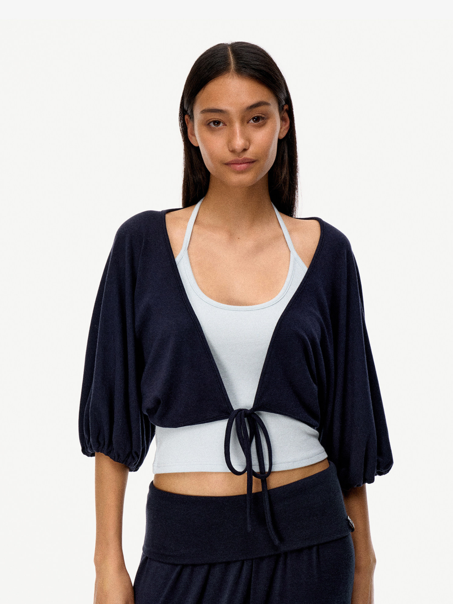 SilkTouch - Women's Contrast Balloon Sleeve Cropped Knit Set