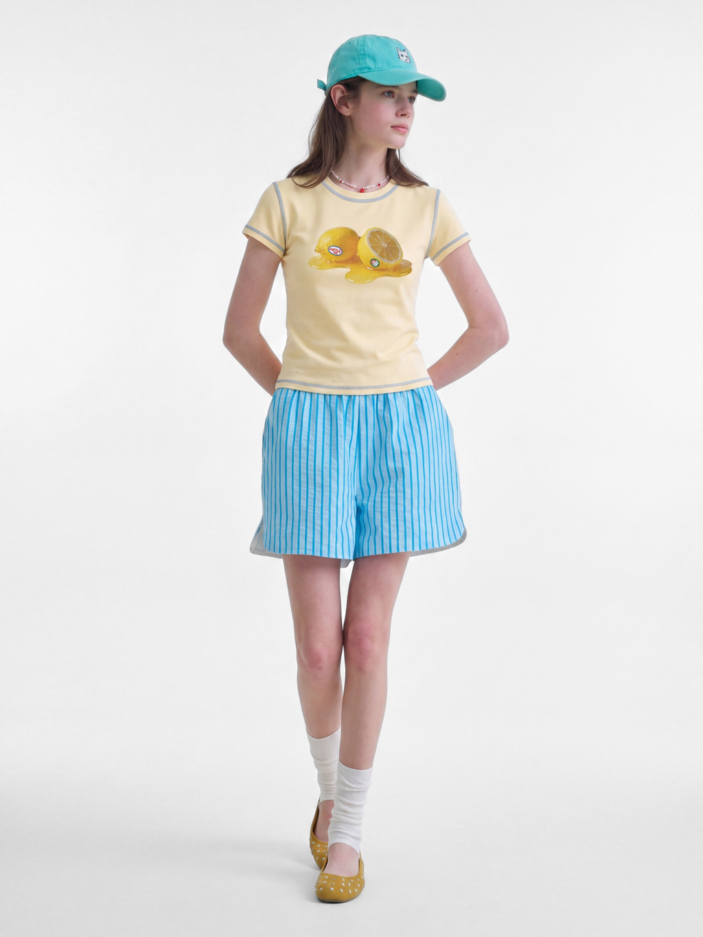 BerryPop - Women's Contrast Stitch Dopamine Print Cropped T-Shirt