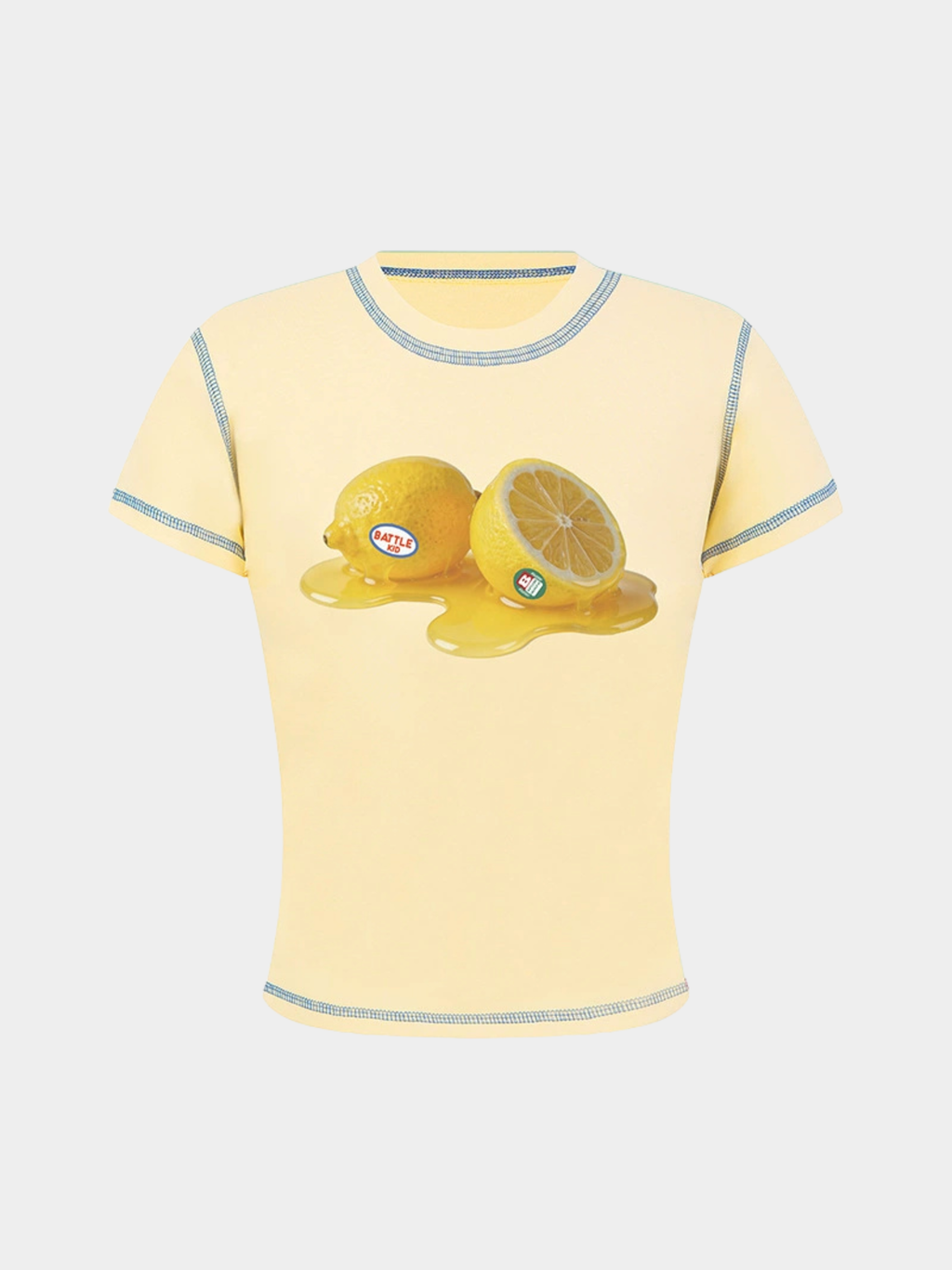 BerryPop - Women's Contrast Stitch Dopamine Print Cropped T-Shirt