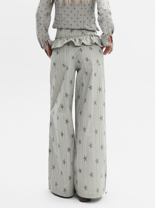 Ashflow - Women's Striped Star Print Cargo Pants