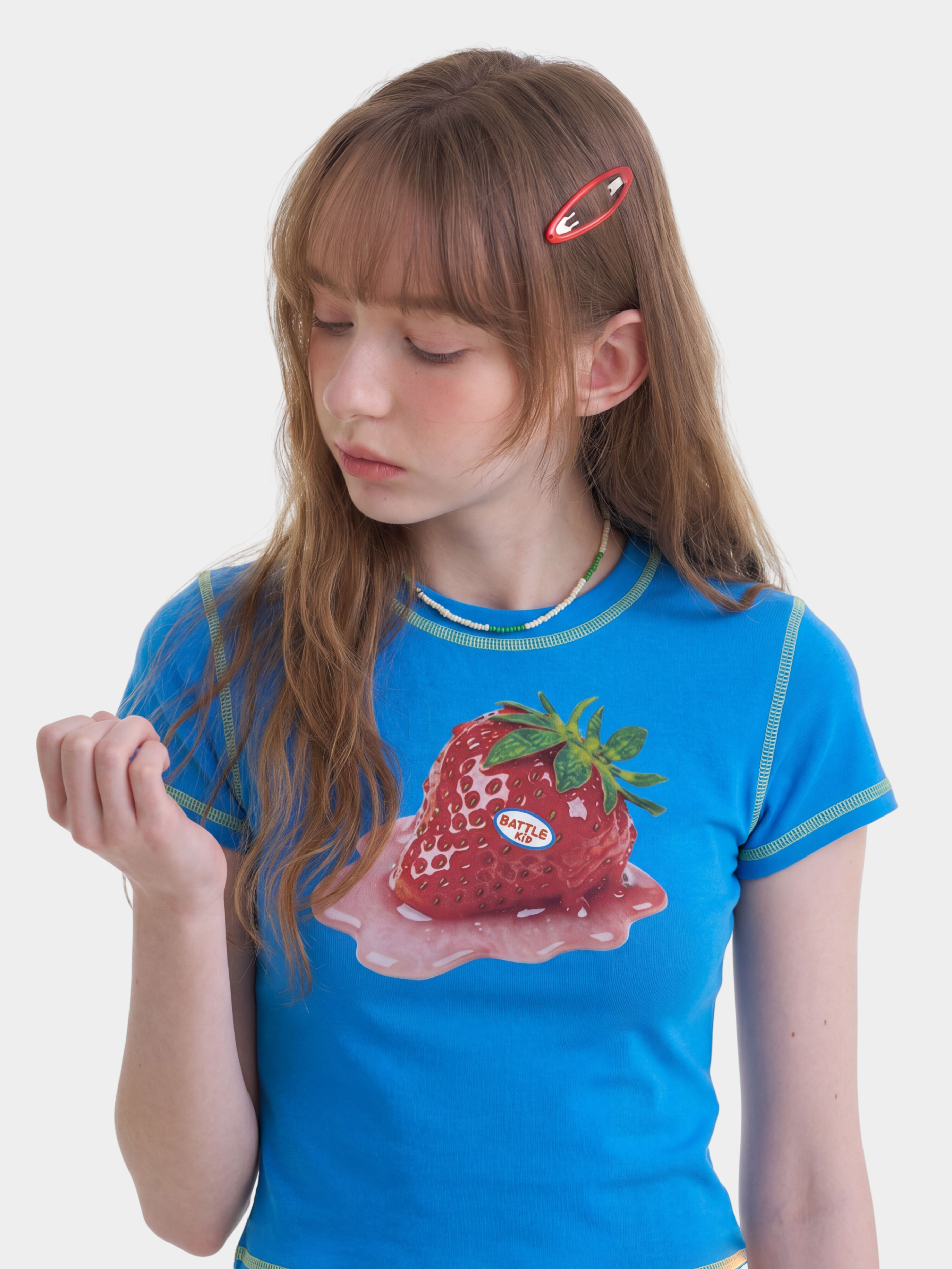 BerryPop - Women's Contrast Stitch Dopamine Print Cropped T-Shirt
