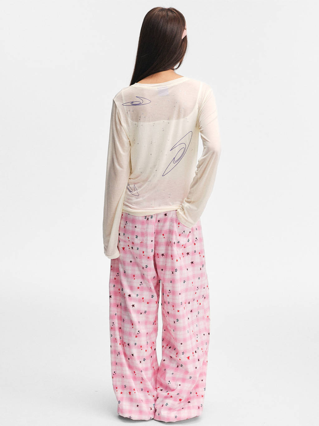 Ashlight - Women's Star Plaid Print Lightweight Drawstring Pants