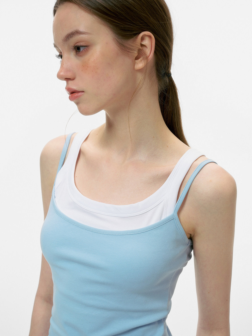Caveveil - Women's Faux Two-Piece Ribbed Tank Top