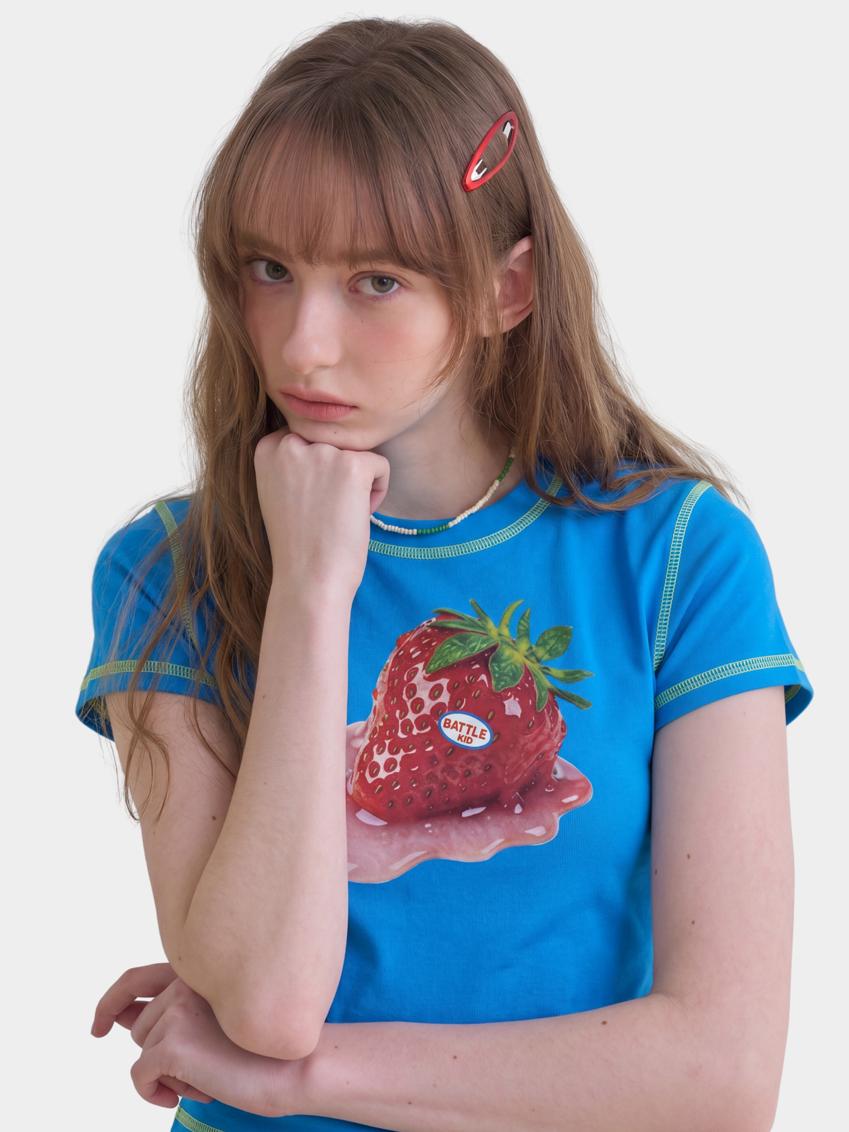 BerryPop - Women's Contrast Stitch Dopamine Print Cropped T-Shirt