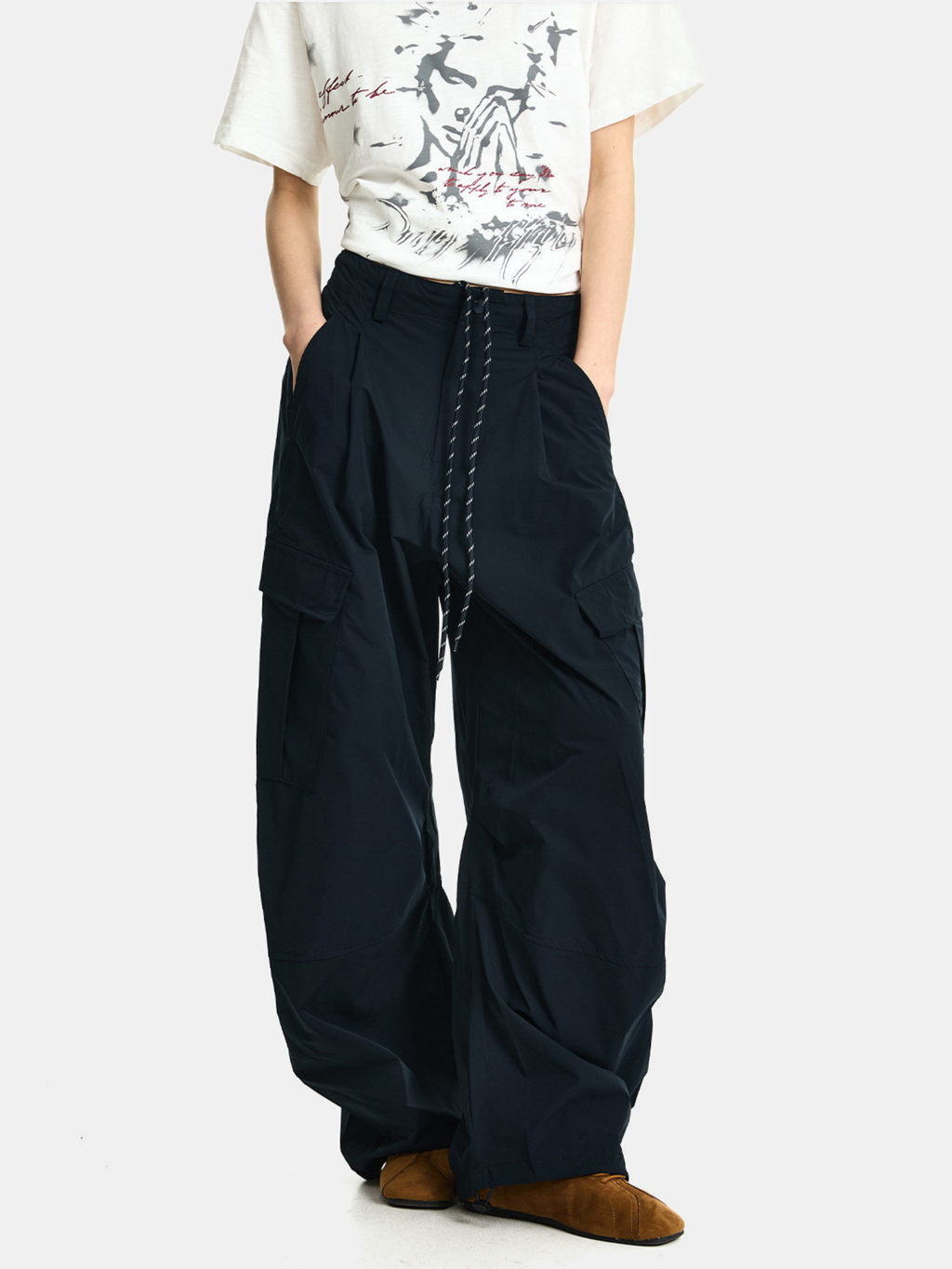 FoxSight - Unisex Lace-Up Layered Pink Curved Parachute Pants